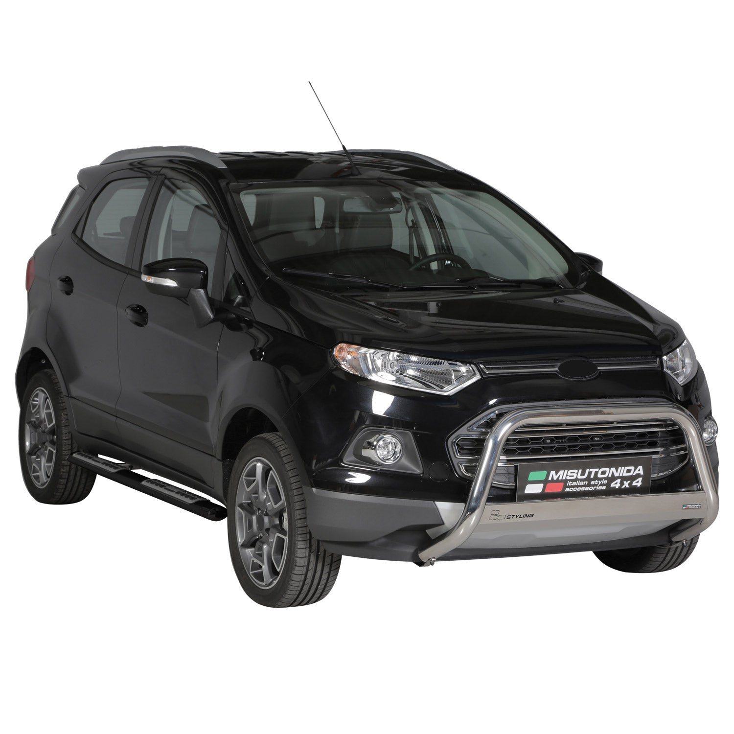 Par de Estribos Barras Laterales para Ford Ecosport 2013-2017 Negro Acero