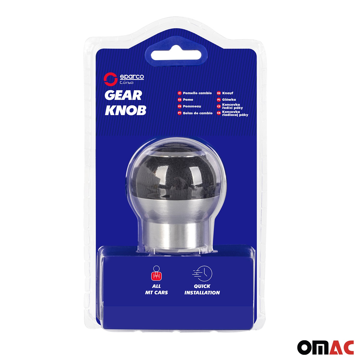 Sparco Palanca de Cambios Universal Negro Aluminio cuero de pu