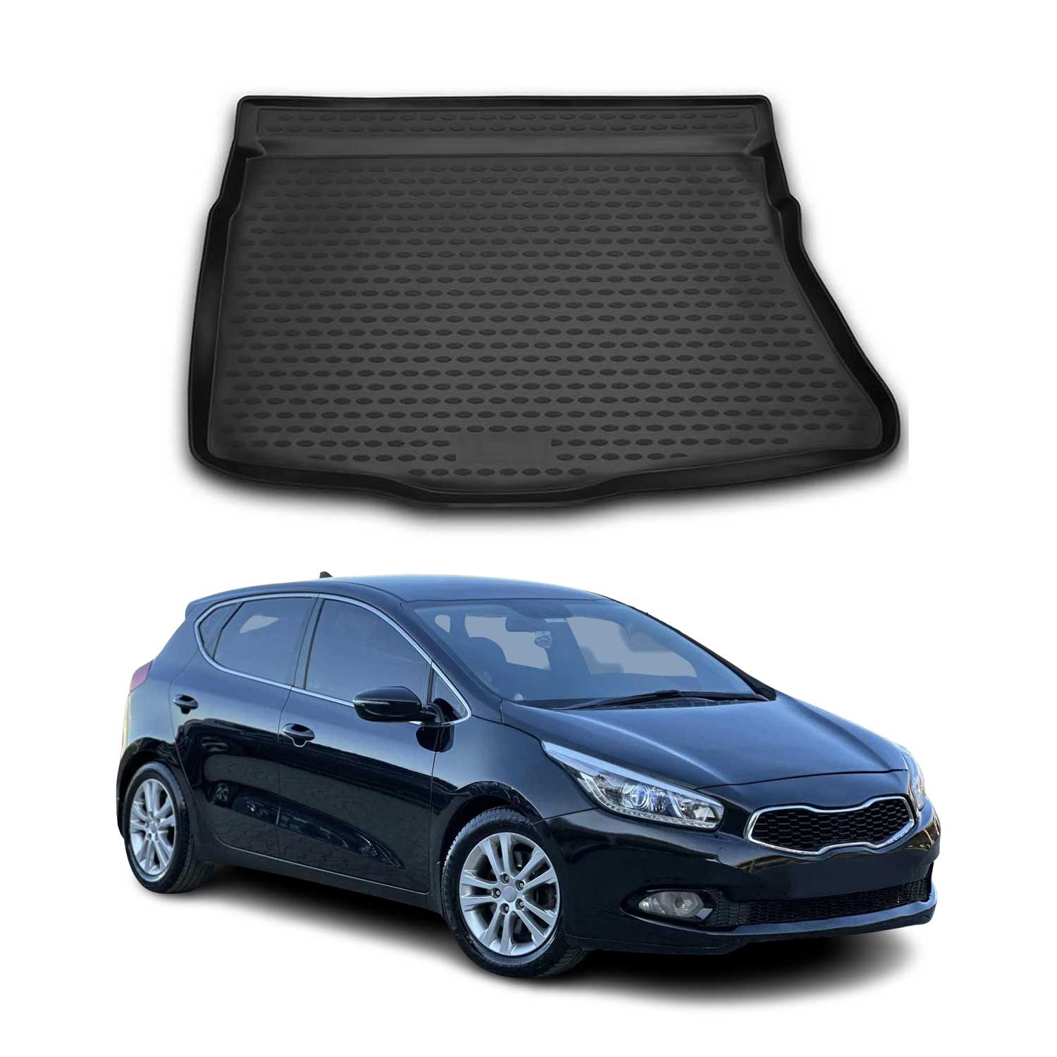 OMAC Bandeja Maletero Alfombrilla para Kia Ceed 2012-2018 Hatchback Negro TPE