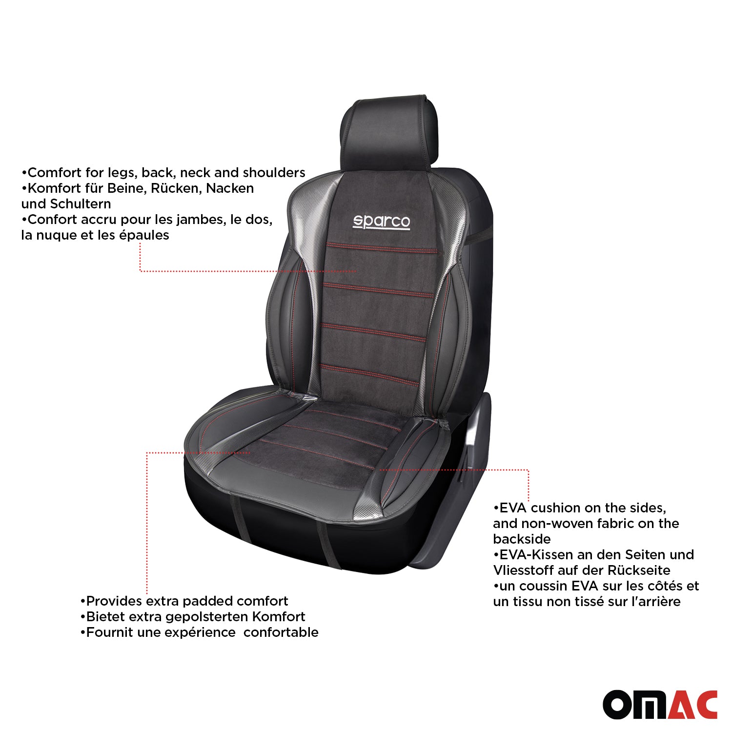 Sparco Funda de Asiento para Automóvil Universal Negro Gris