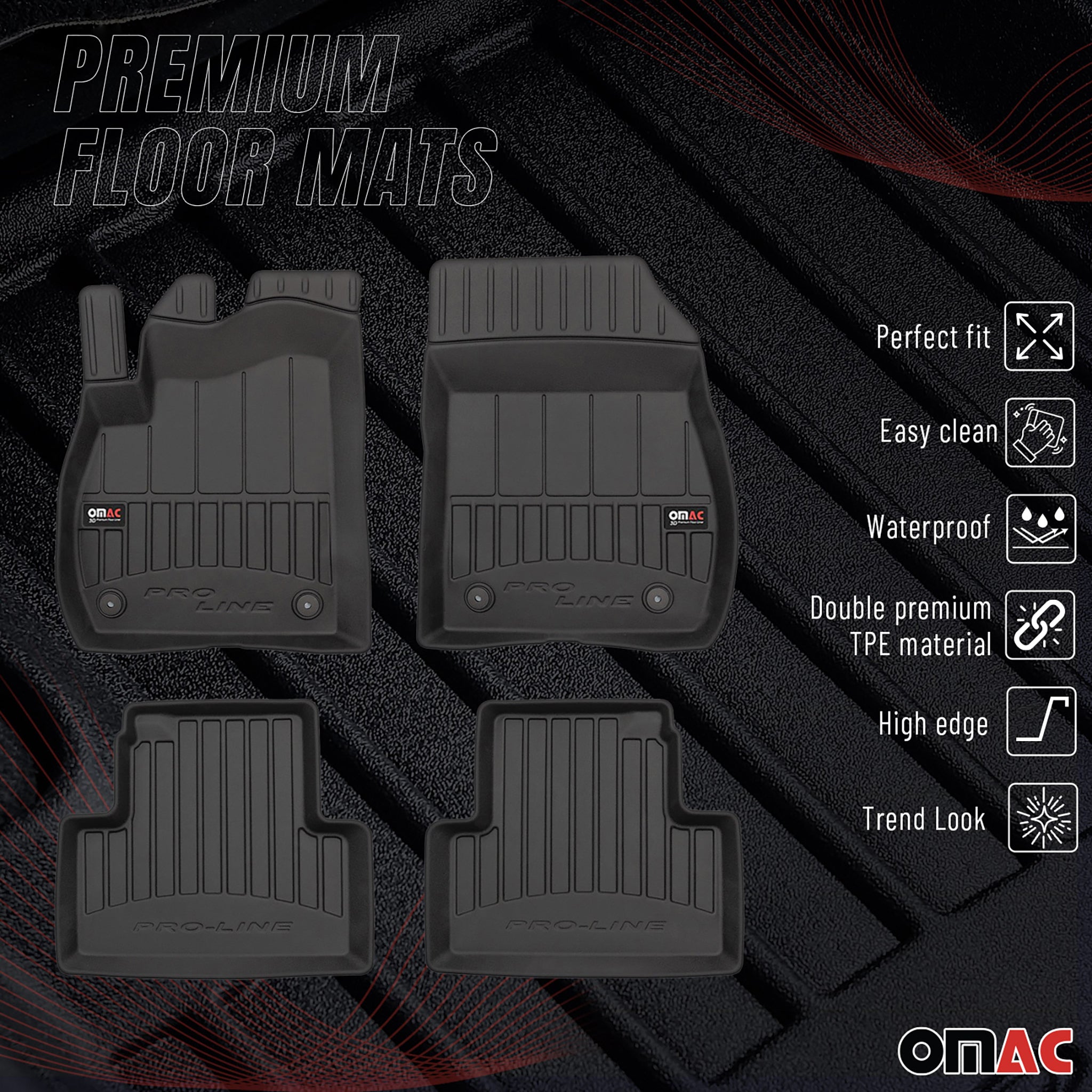 OMAC Premium Alfombrillas De Coche para Opel Zafira C Tourer 2012-2019 Goma 4x