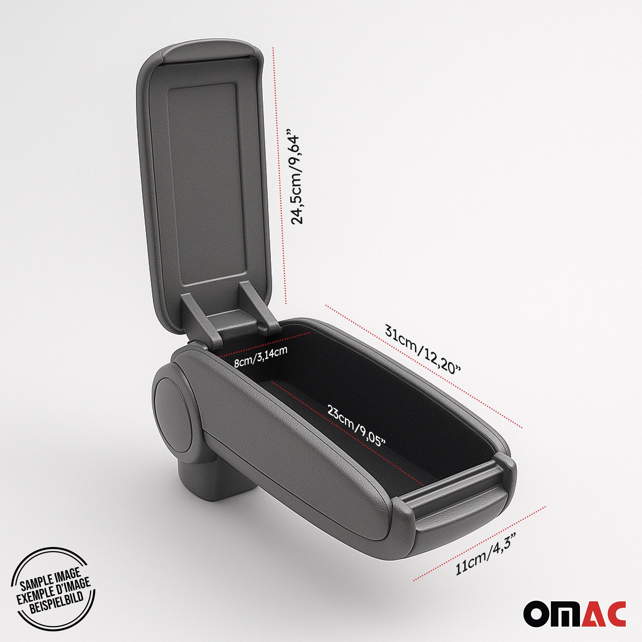 Gris Reposabrazos Consola para VW Caddy 2003-2020 Gris PU Cuero Plástico 1Pza