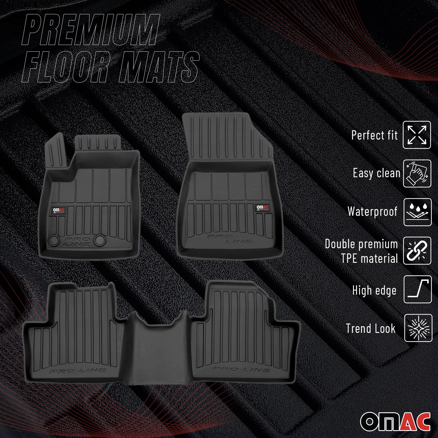 OMAC Premium Alfombrillas De Coche para Renault Austral RHN 2022-2025 Goma 3x