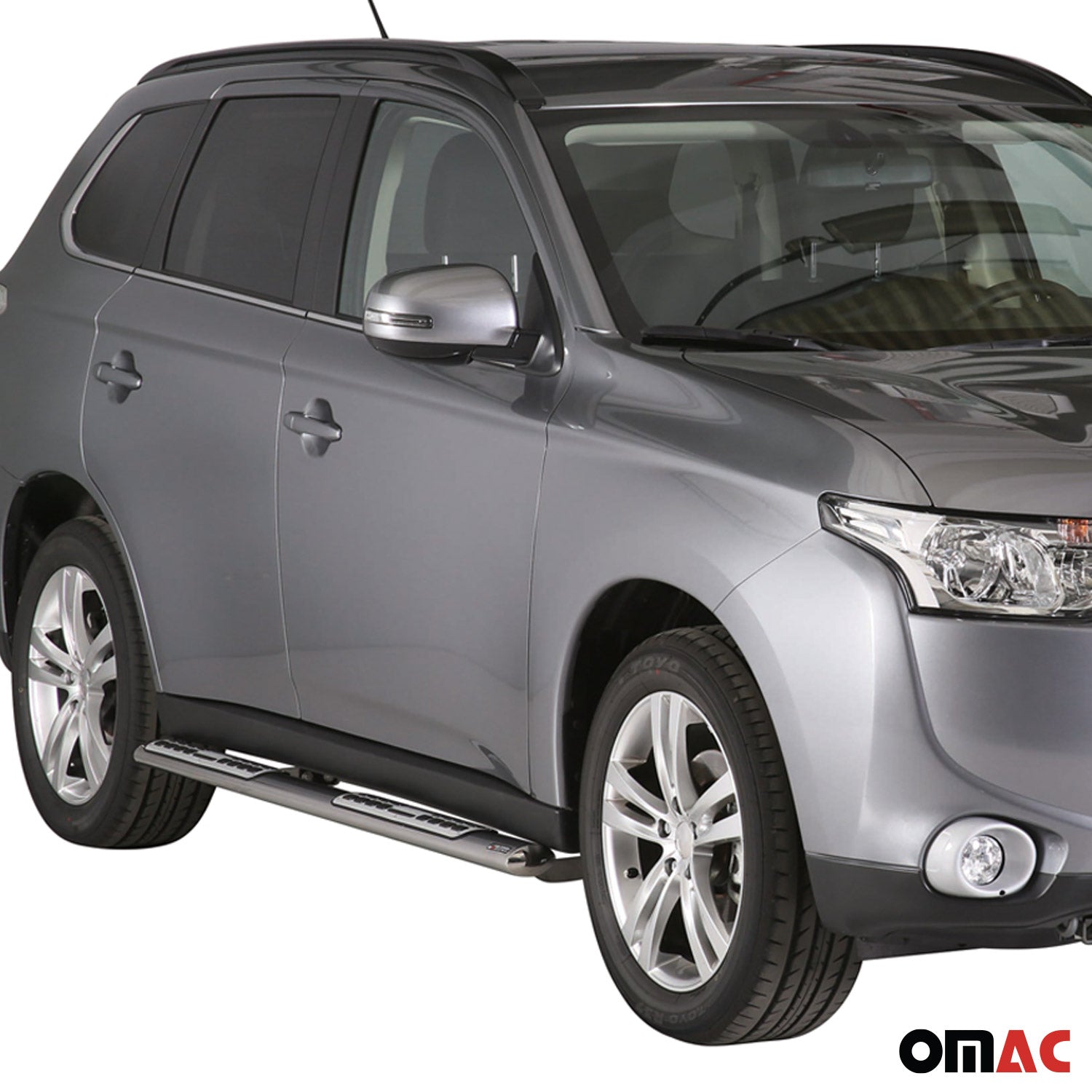 Par de Estribos Barras Laterales para Mitsubishi Outlander 2013-2025 Plata Acero
