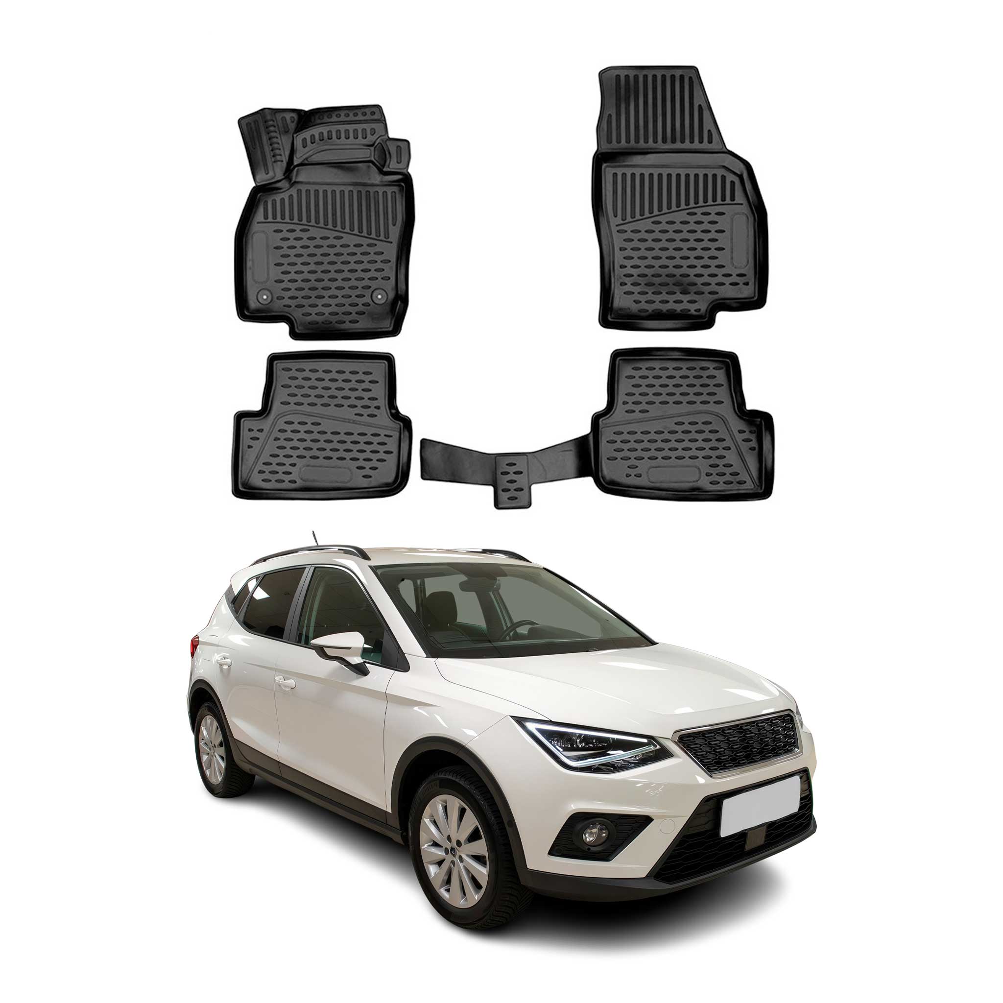 OMAC Alfombrillas De Coche para Seat Arona 2017-2021 Negro Goma TPE 4Pza