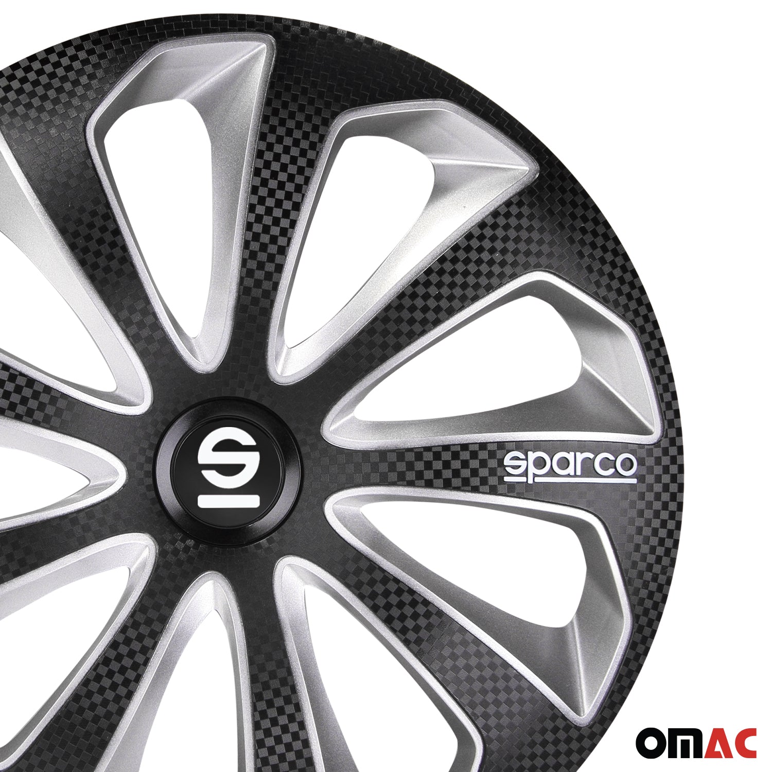 Sparco Sicilia Tapacubos 14 Pulgadas Universal Plata Carbono Negro ABS