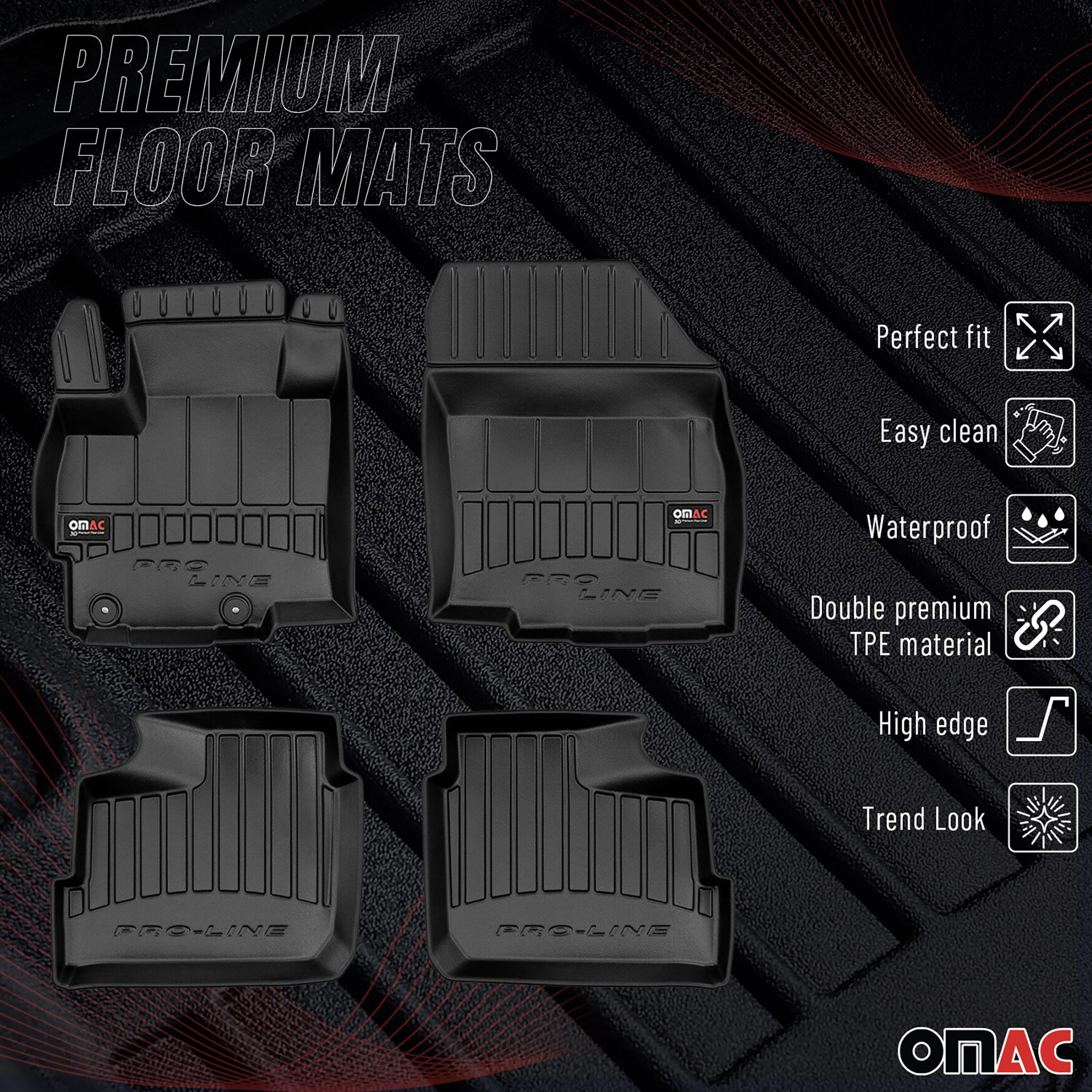 OMAC Premium Alfombrillas De Coche para Mitsubishi Space Star 2013-2025 Goma 4x