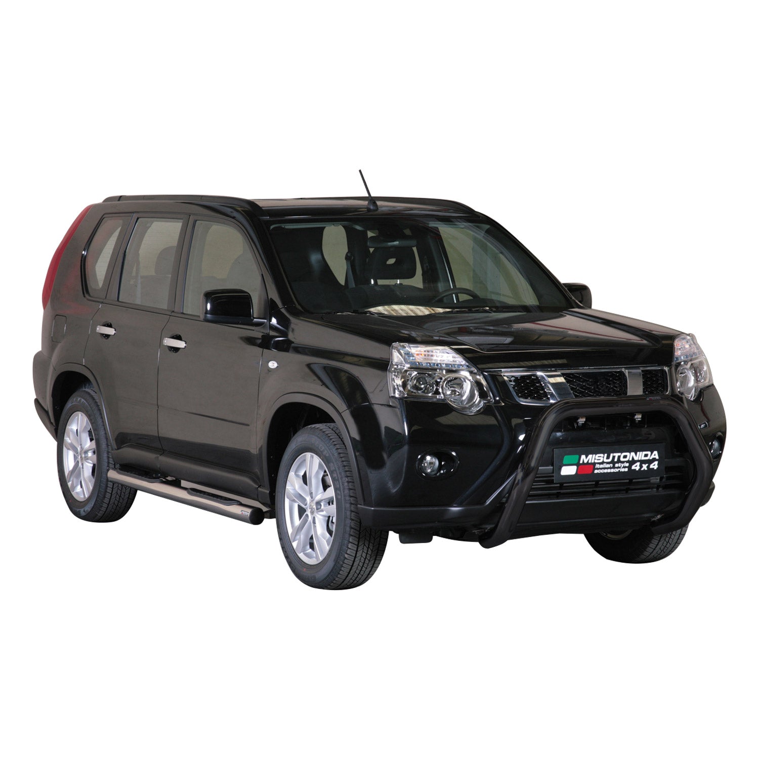 Bull Barra Frontal para Nissan X-Trail 2011-2014 Negro Brillante Acero