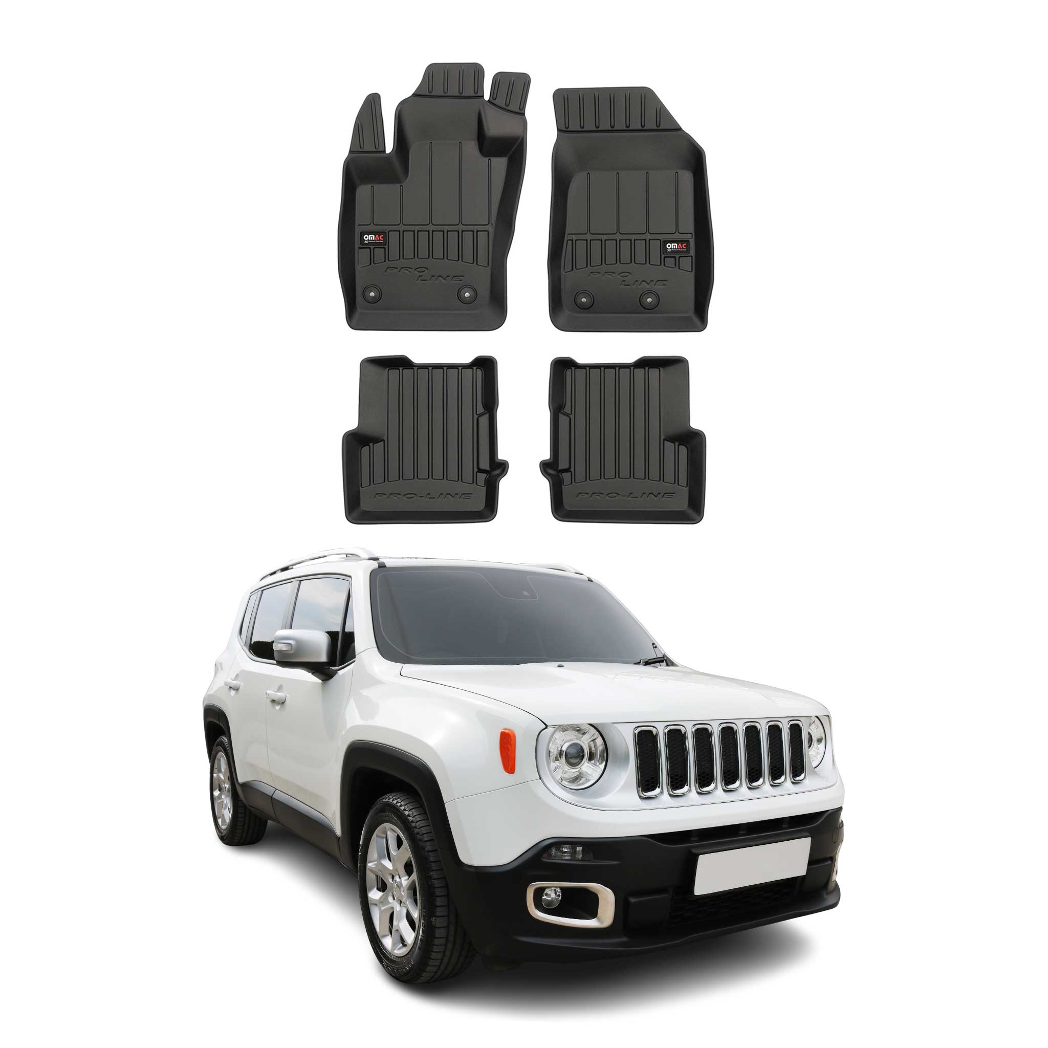 OMAC Premium Alfombrillas De Coche para Jeep Renegade 2014-2024 TPE Goma 4x
