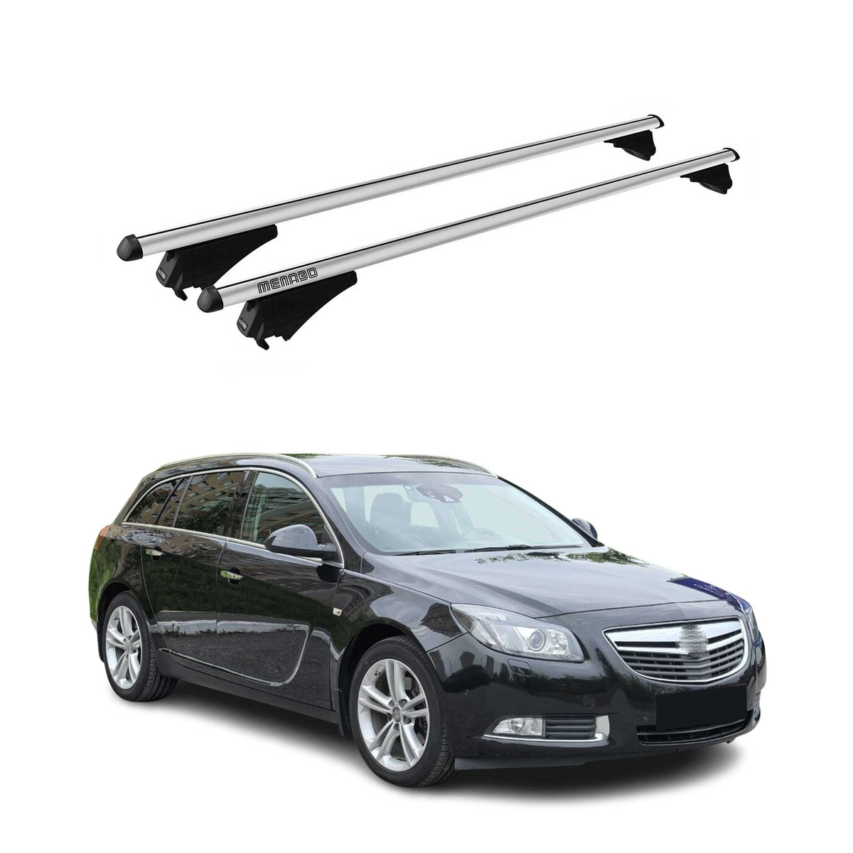 Menabo Barras de Techo Coche Baca para Opel Insignia Sports Tourer 2009-17 Gris
