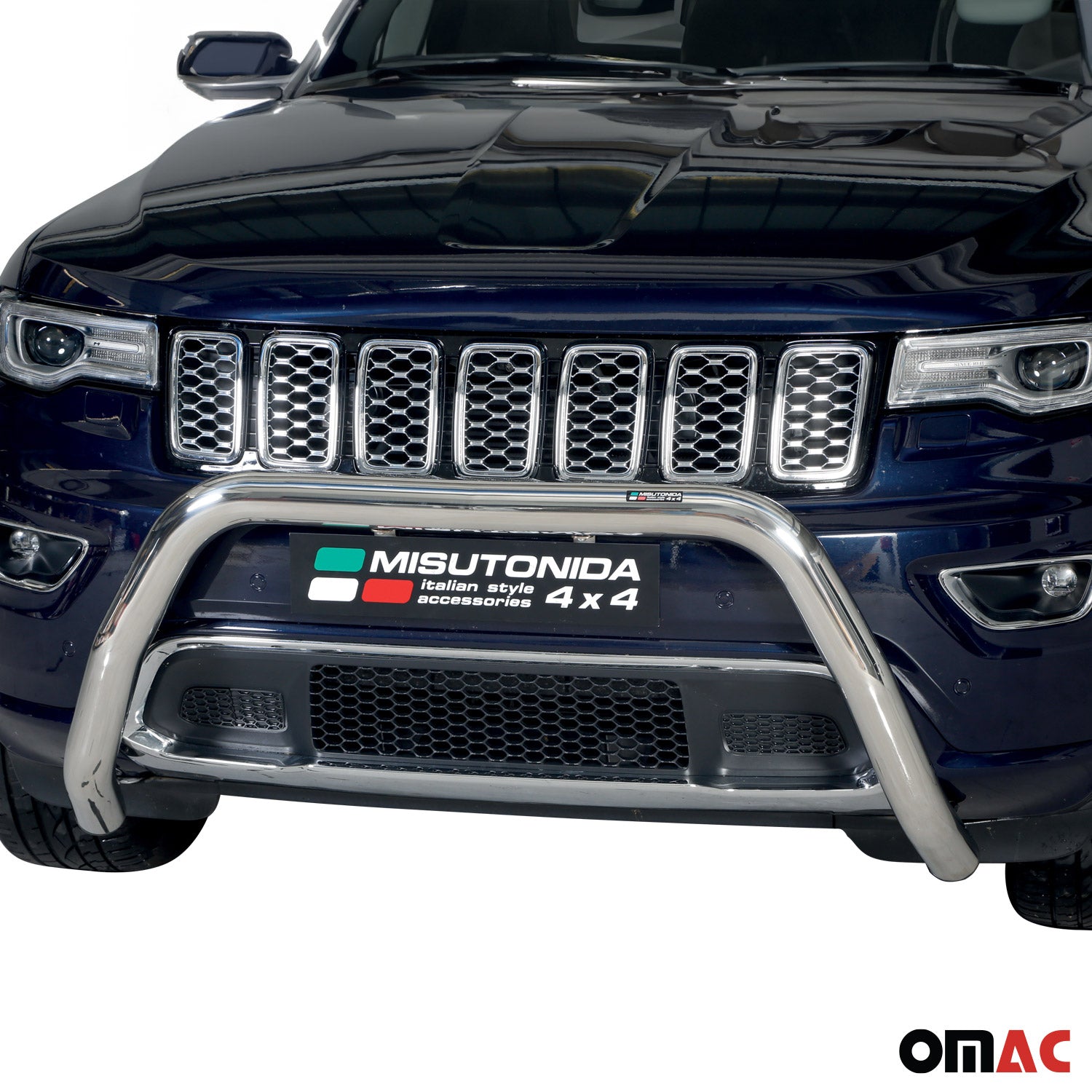 Bull Barra Frontal para Jeep Grand Cherokee 2013-2017 Plata Brillante Acero 1Pza