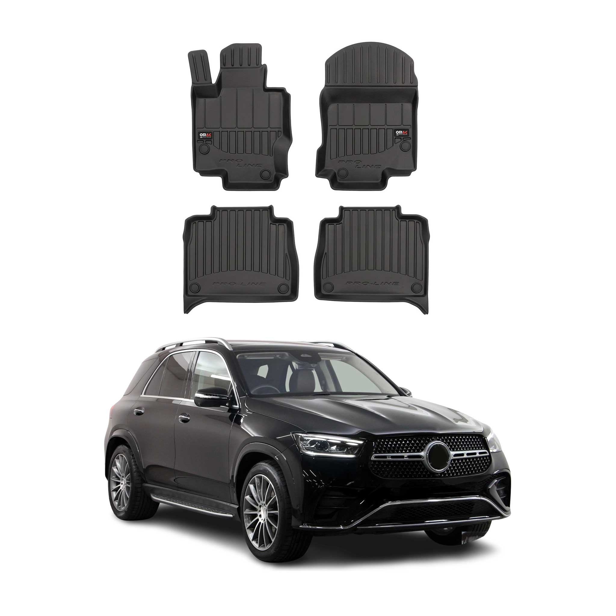 OMAC Premium Alfombrillas De Coche para Mercedes GLE V167 2019-2024 TPE Goma 4x