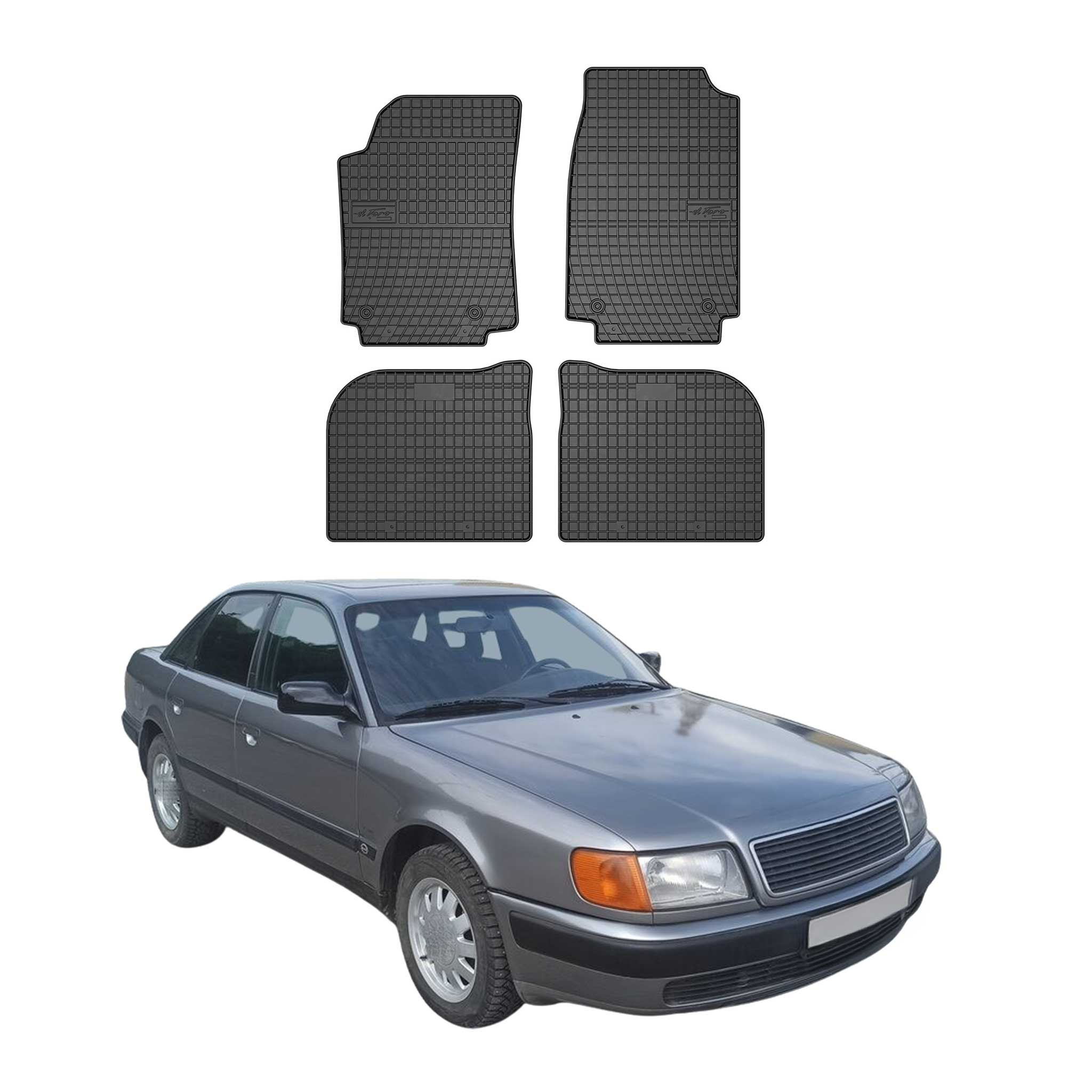OMAC Alfombrillas De Coche para Audi 100 C3 C4 1982-1994 Negro Goma 4Pza