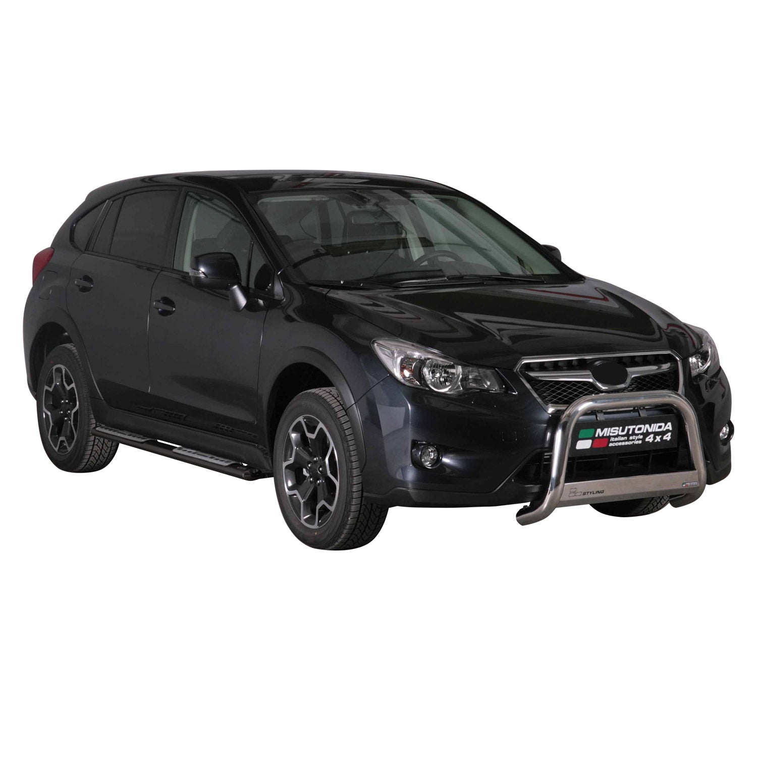 Par de Estribos Barras Laterales para Subaru XV 2012-2025 Negro Brillante Acero