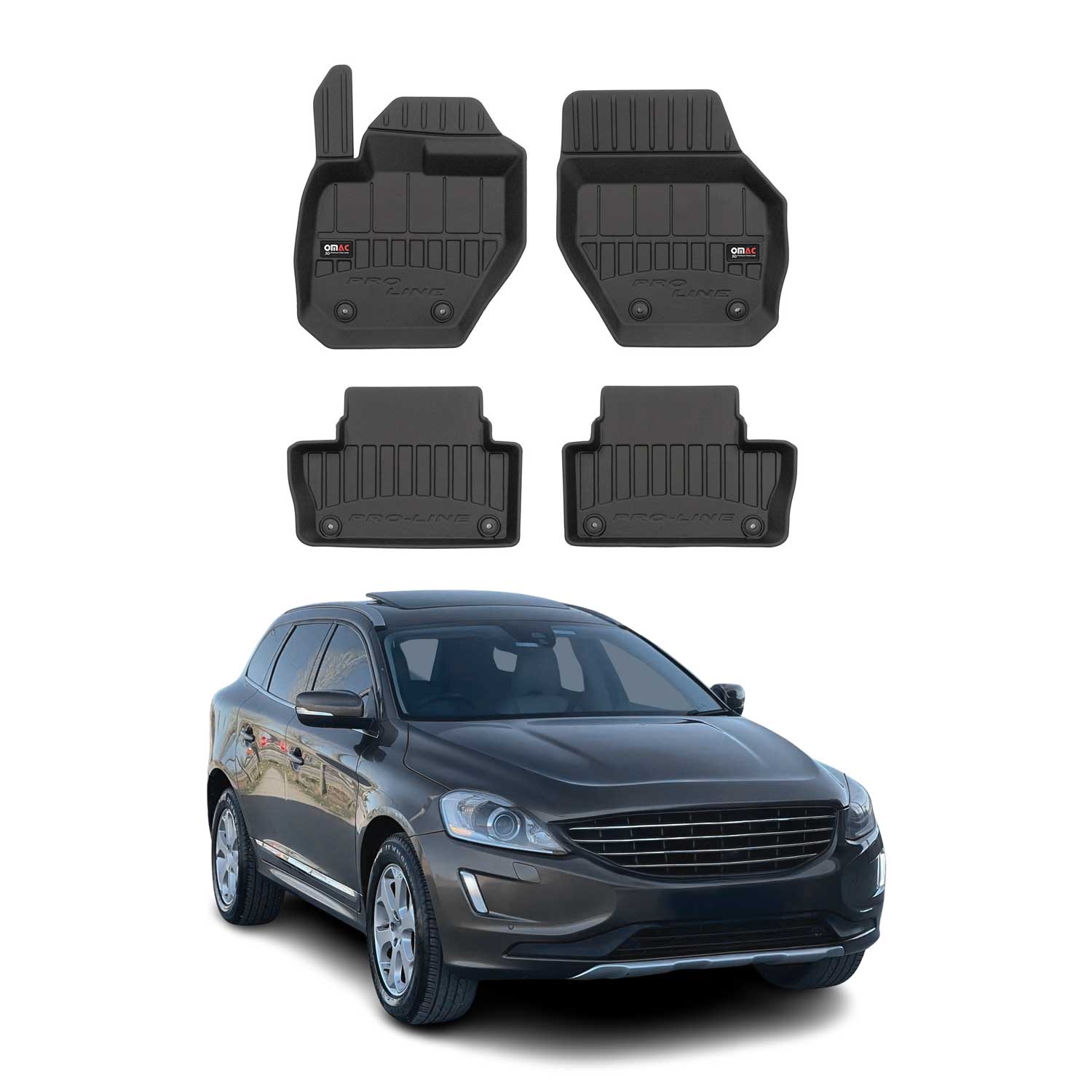 OMAC Premium Alfombrillas De Coche para Volvo XC60 2008-2017 Negro TPE Goma 4Pza