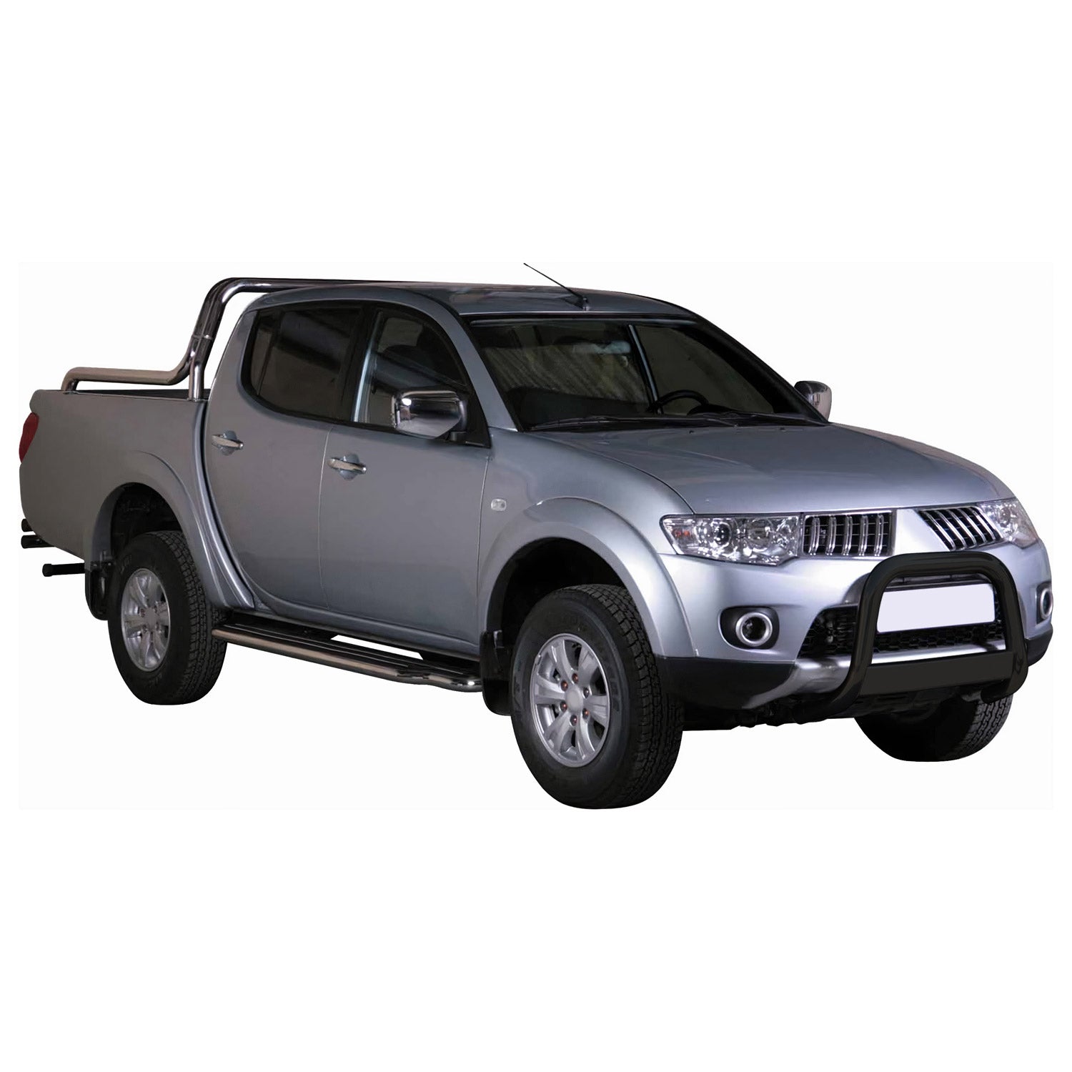 Bull Barra Frontal para Mitsubishi L200 2010-2015 Negro Brillante Acero 1Pza