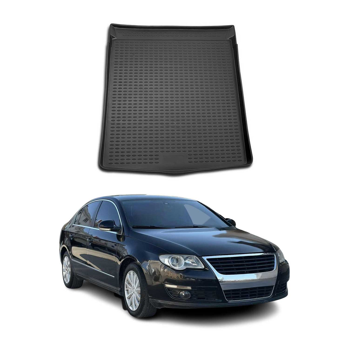 OMAC Bandeja Maletero Alfombrilla para VW Passat B6 2005-2010 Negro Goma TPE
