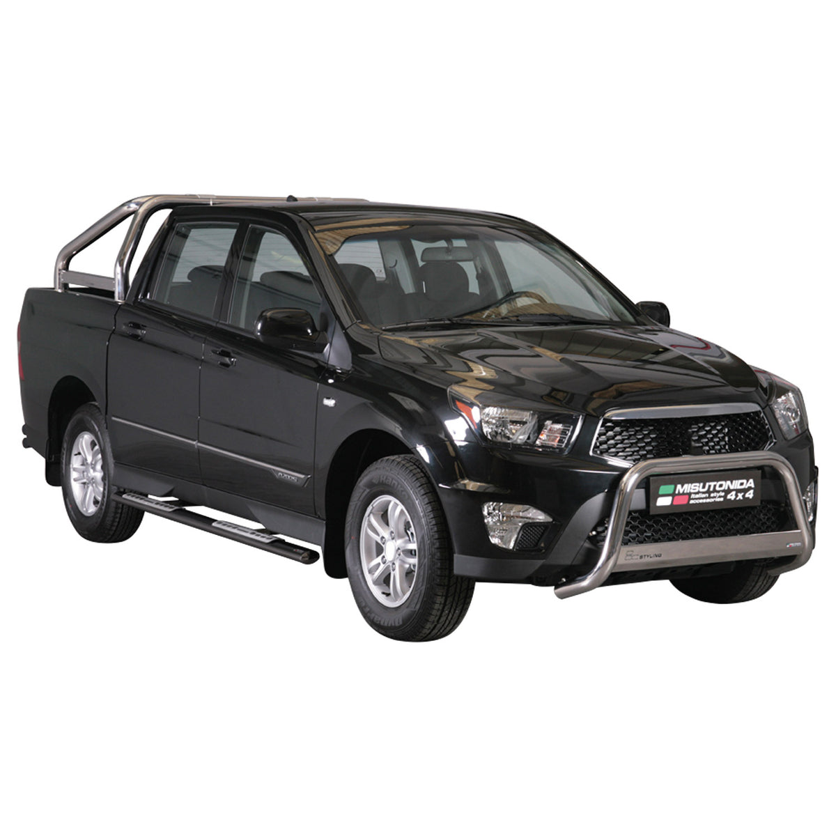 Estribos Barras Laterales para Ssangyong Actyon Sports 2012-2018 Negro Acero
