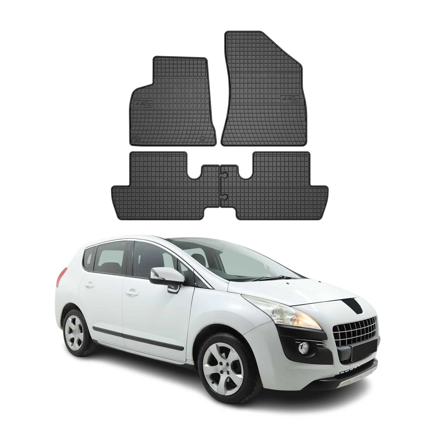 OMAC Alfombrillas De Coche para Peugeot 3008 2009-2016 Negro Goma 4Pza