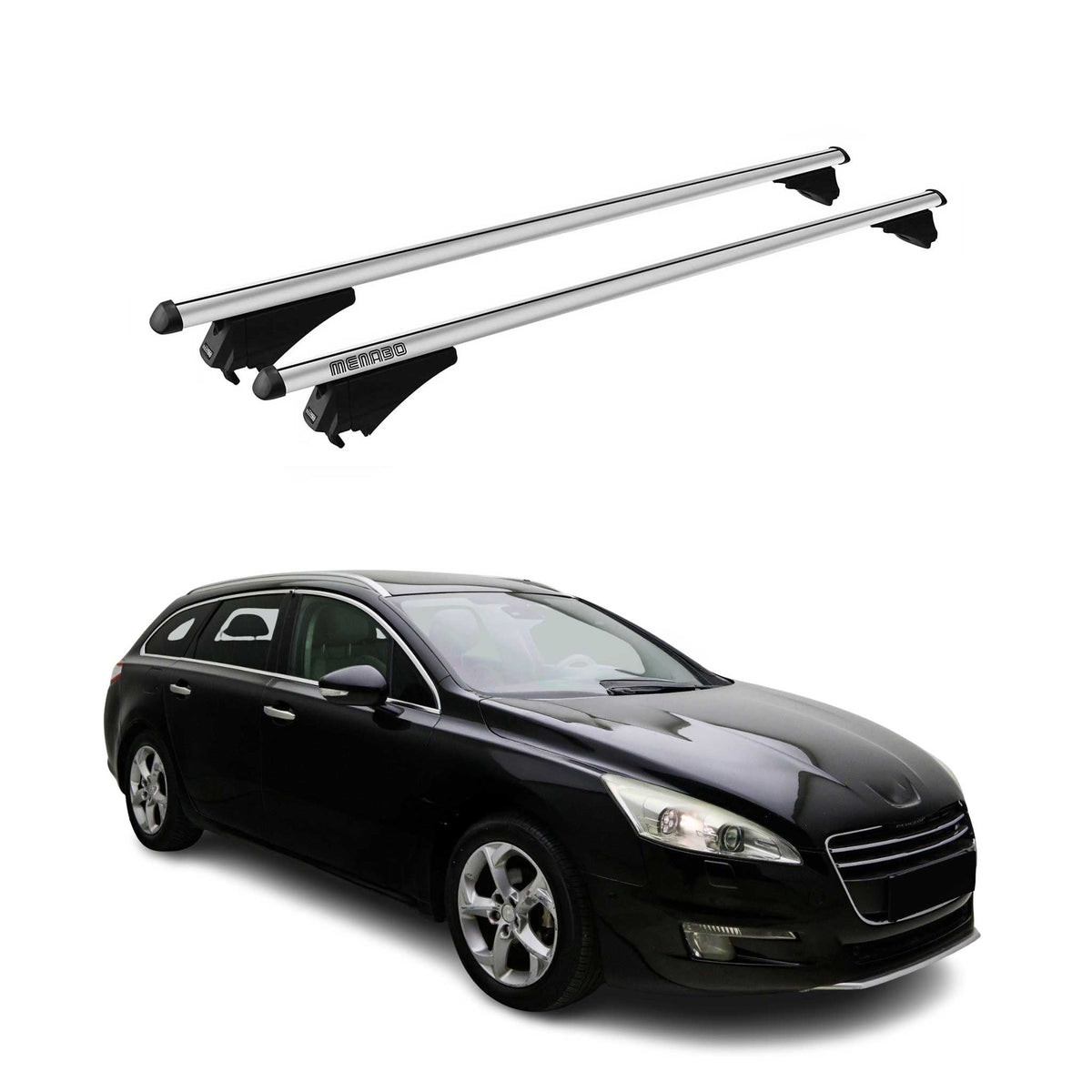 Menabo Barras de Techo Coche Baca para Peugeot 508 Familiar 2018-2025 Gris Alu