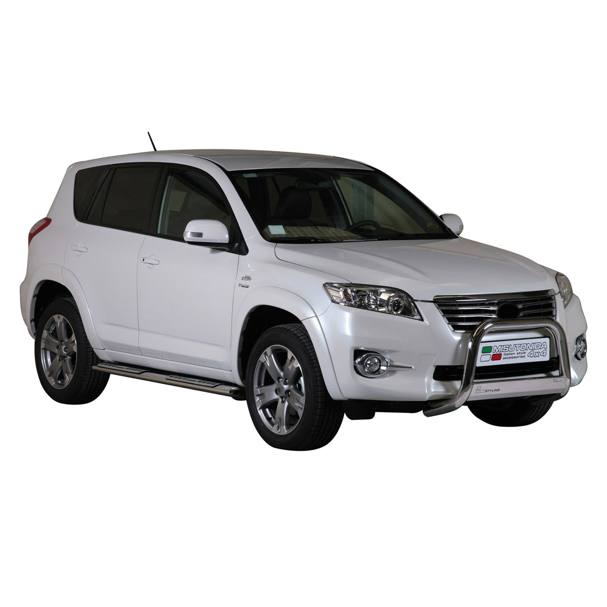 Par de Estribos Barras Laterales para Toyota RAV4 XA30 2010-2012 Plata Acero 2x