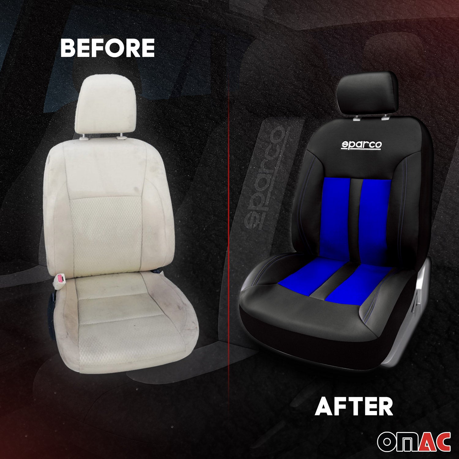 Sparco Funda de Asiento Universal Negro Asientos delanteros azules 2Pza