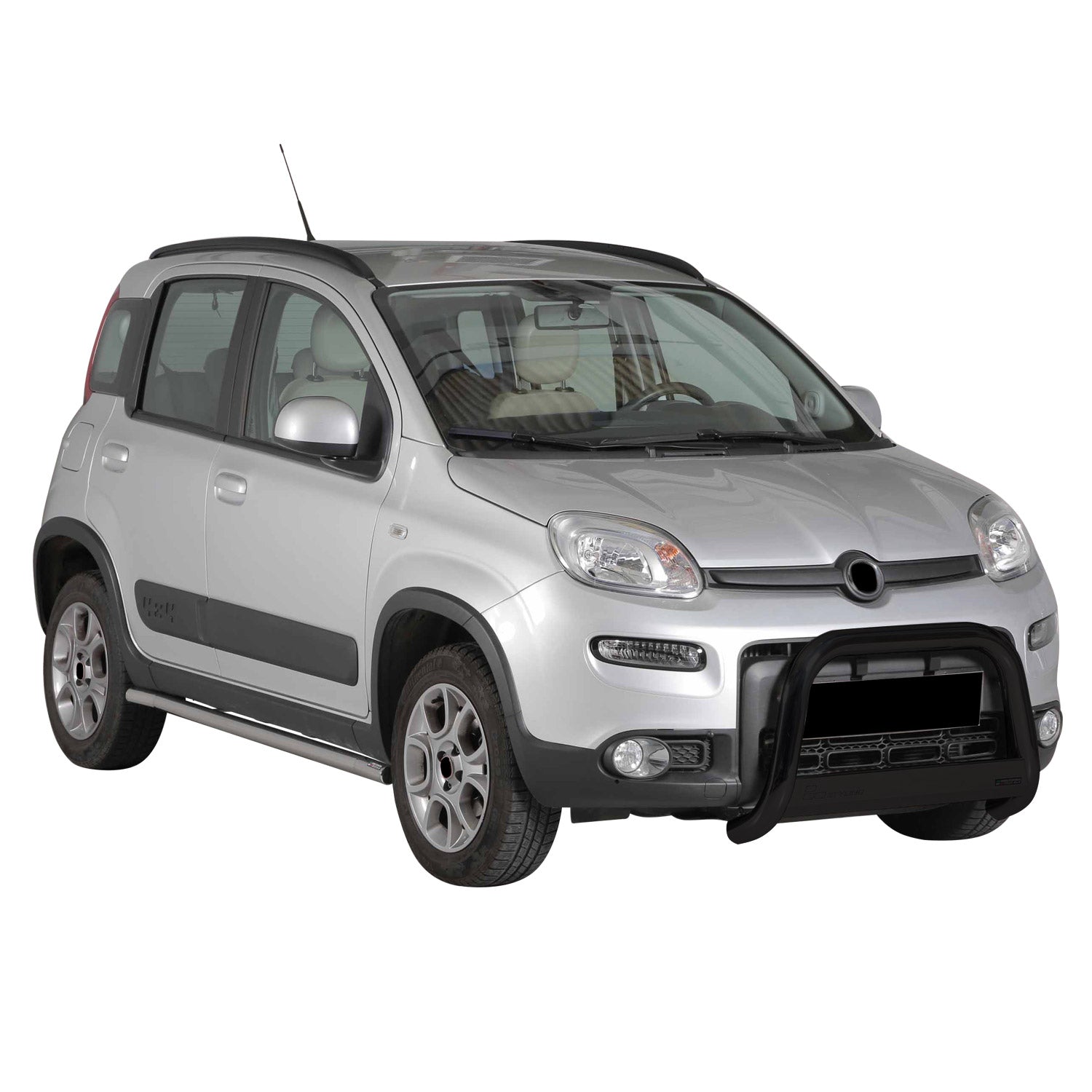 Bull Barra Frontal para Fiat Panda 4 2012-2022 Negro Brillante Acero 1Pza