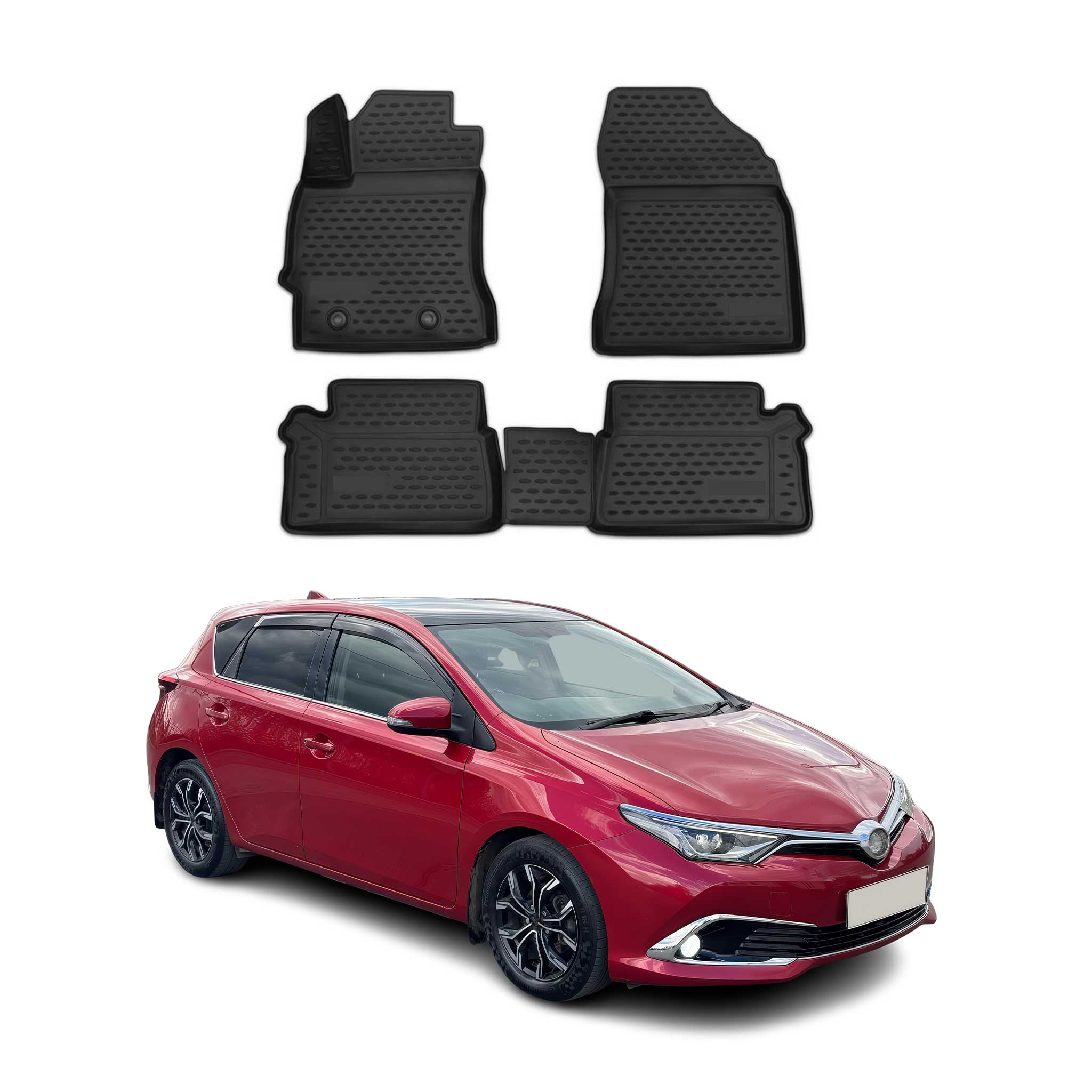 OMAC Alfombrillas De Coche para Toyota Auris 2012-2021 Negro Goma TPE 4Pza