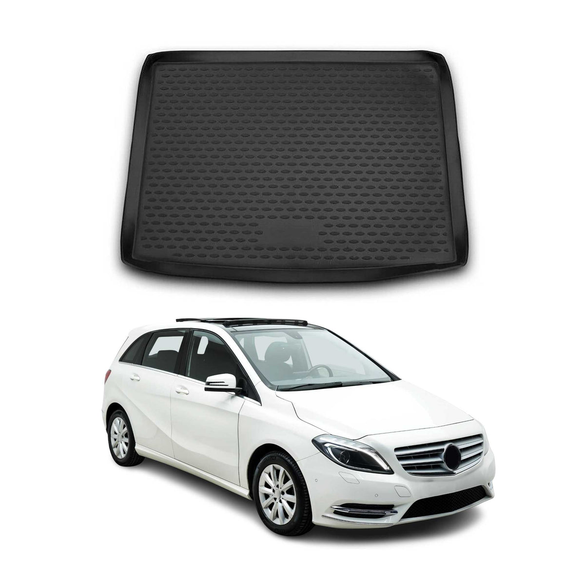 OMAC Bandeja Maletero Alfombrilla para Mercedes B Class W246 2011-2018 Negro TPE