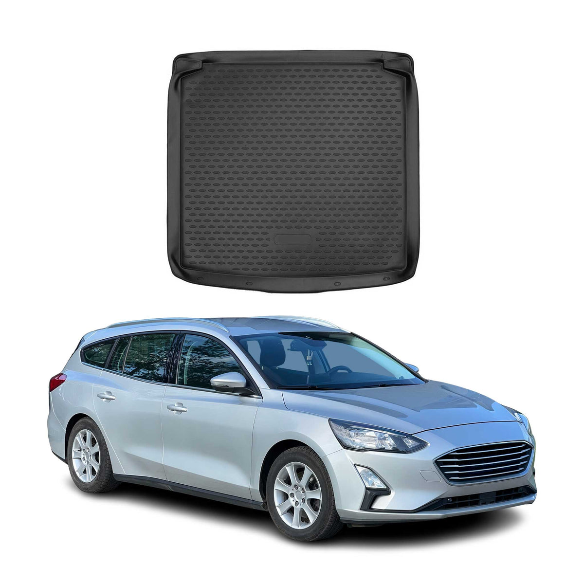 OMAC Bandeja Maletero Alfombrilla para Ford Focus Hatchback 2018-2025 Negro TPE