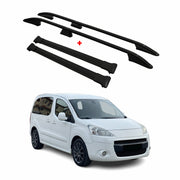 Rieles & Barras de Techo Coche para Peugeot Partner Tepee 2008-2018 Negro Alu 4x