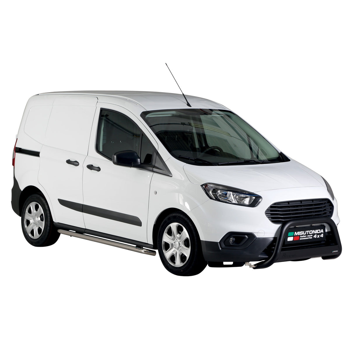 Bull Barra Frontal para Ford Transit Courier 2018-2023 Negro Brillante Acero