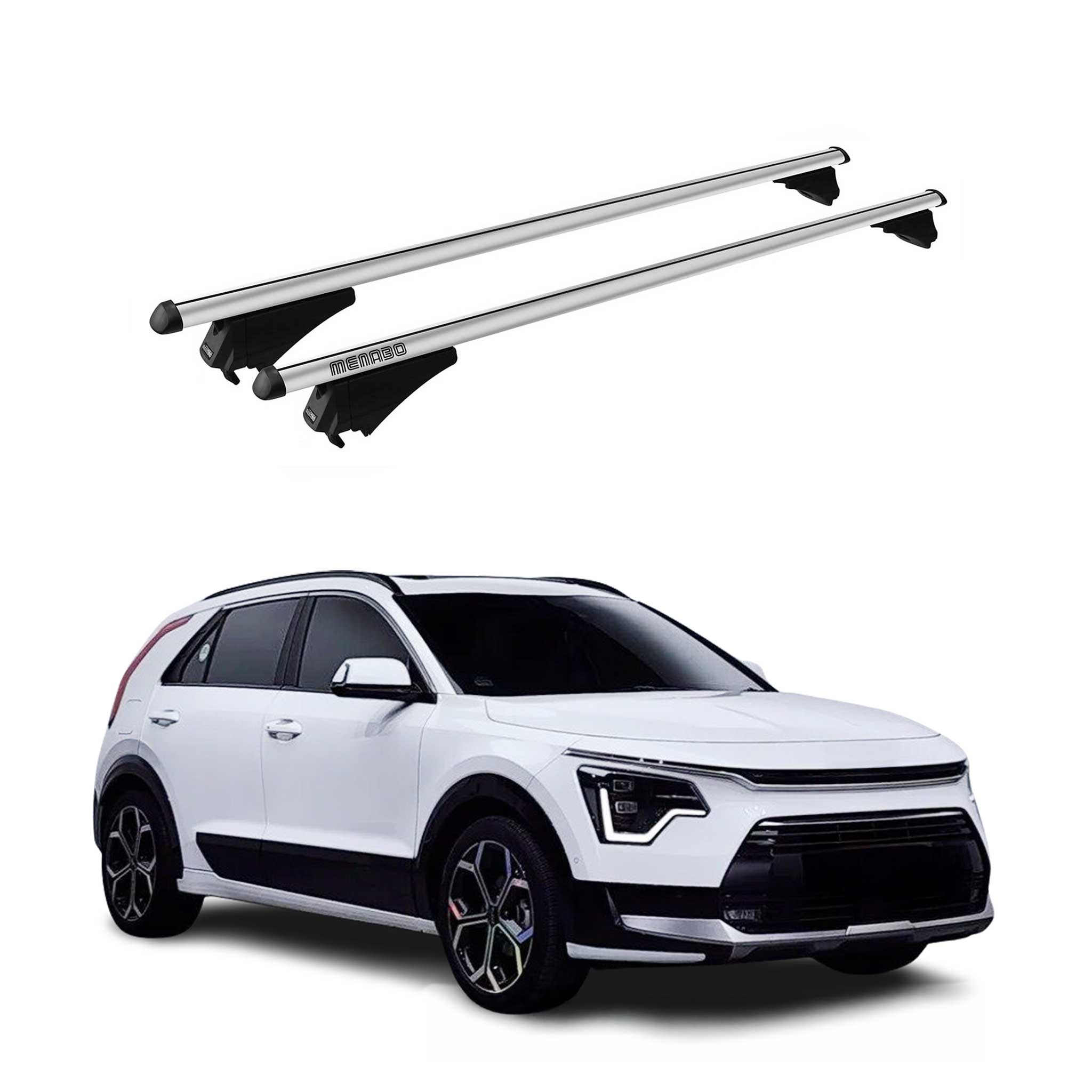 Menabo Barras de Techo Coche Baca para Kia Niro 2021-2025 Gris Aluminio 2Pza