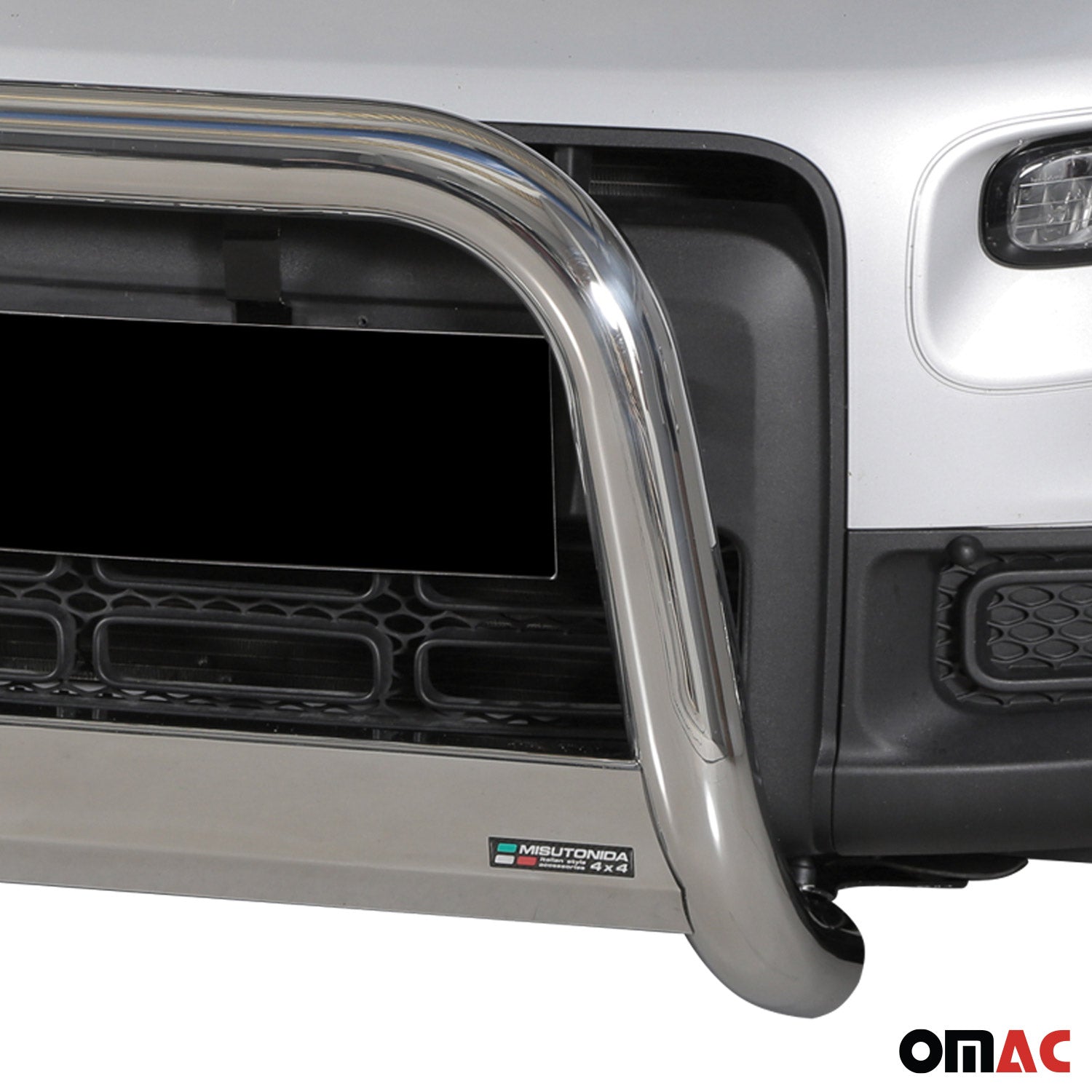 Bull Barra Frontal para Fiat Panda 4 2012-2022 Plata Brillante Acero 1Pza