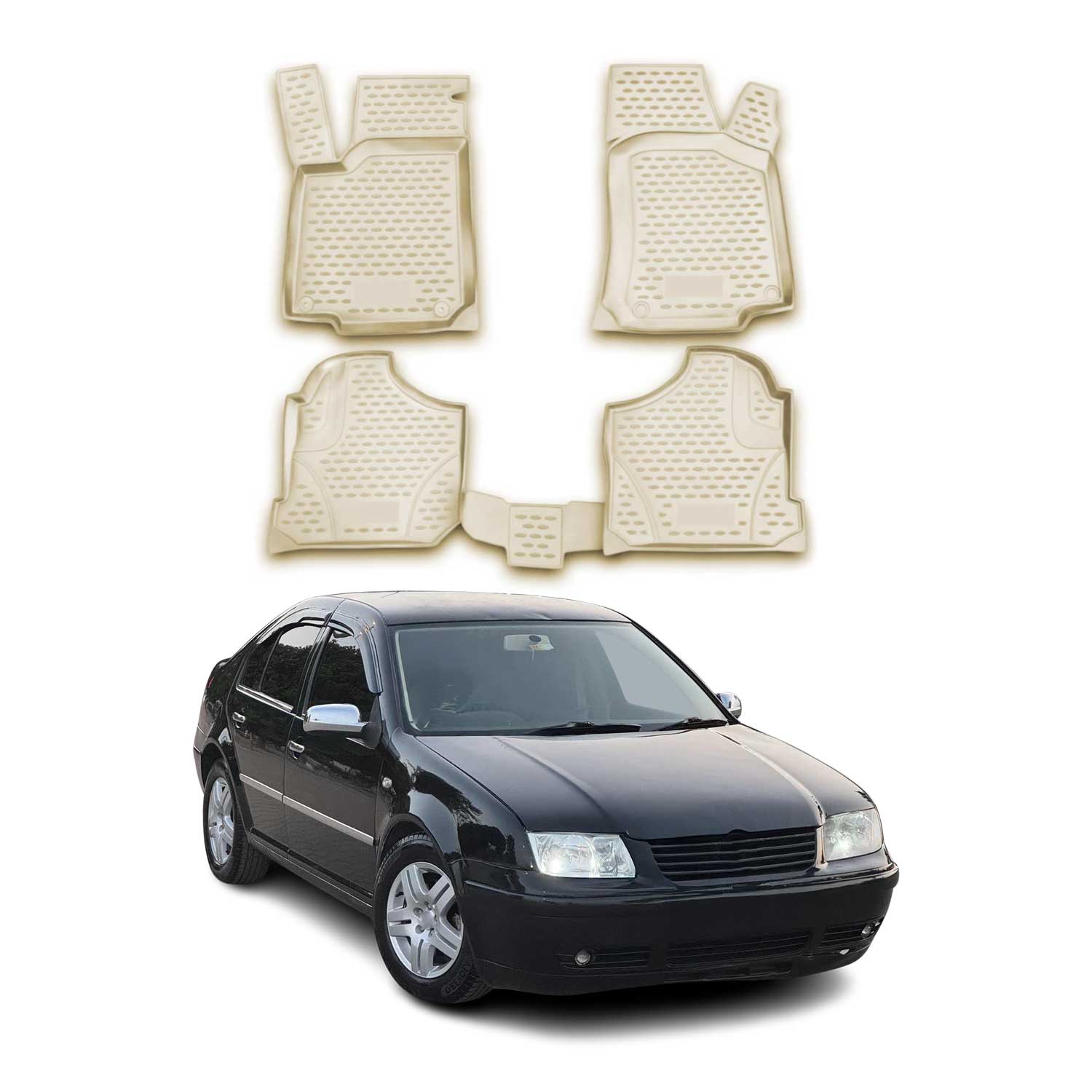 OMAC Alfombrillas De Coche para VW Bora 1998-2004 Beige Goma TPE 4Pza