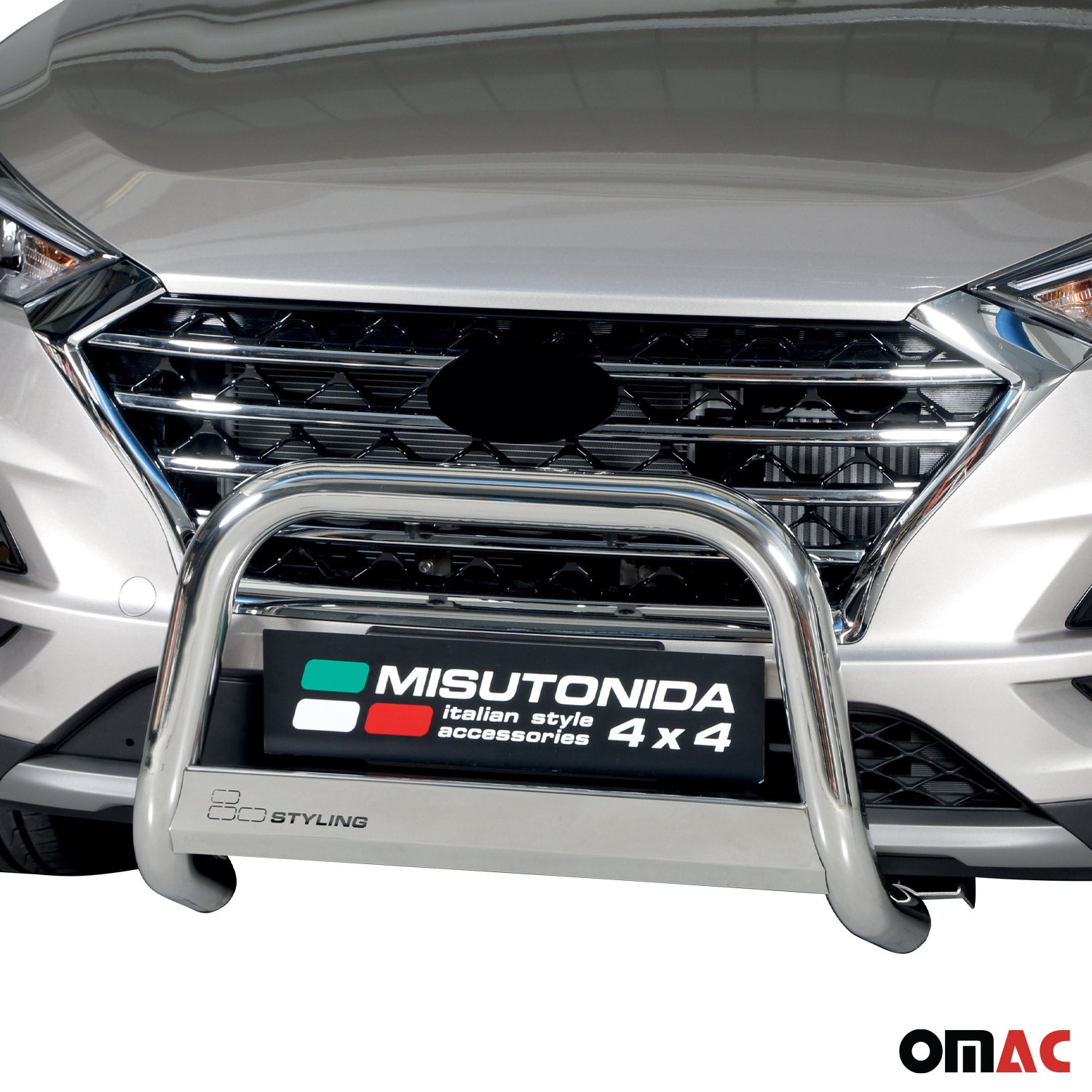 Bull Barra Frontal para Hyundai Tucson 2018-2021 Plata Brillante Acero