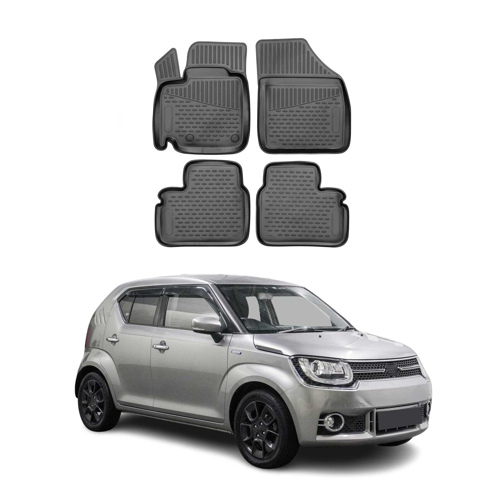 OMAC Alfombrillas De Coche para Suzuki Ignis 2016-2025 Negro Goma TPE 4Pza