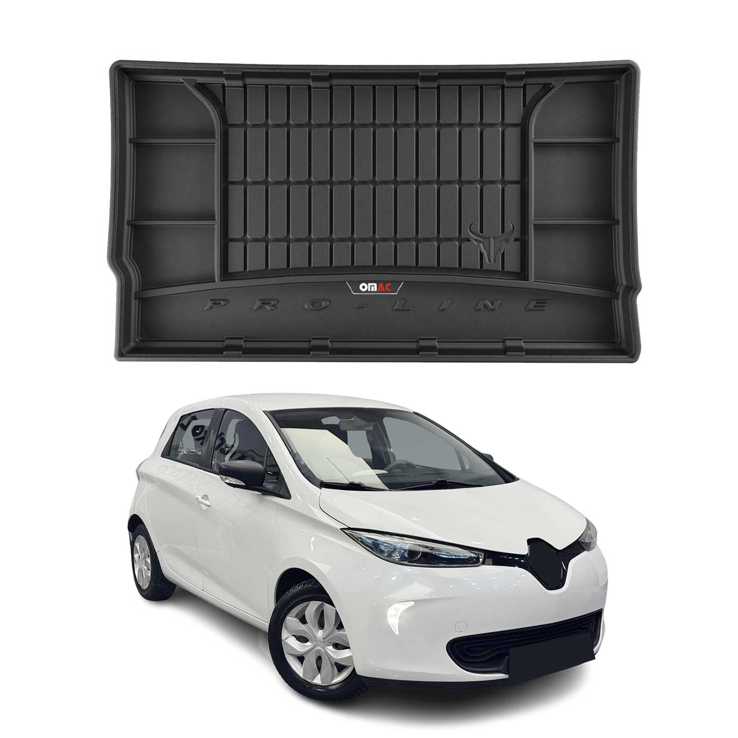 OMAC Premium Bandeja Maletero Alfombrilla para Renault Zoe 2012-2025 Negro TPE