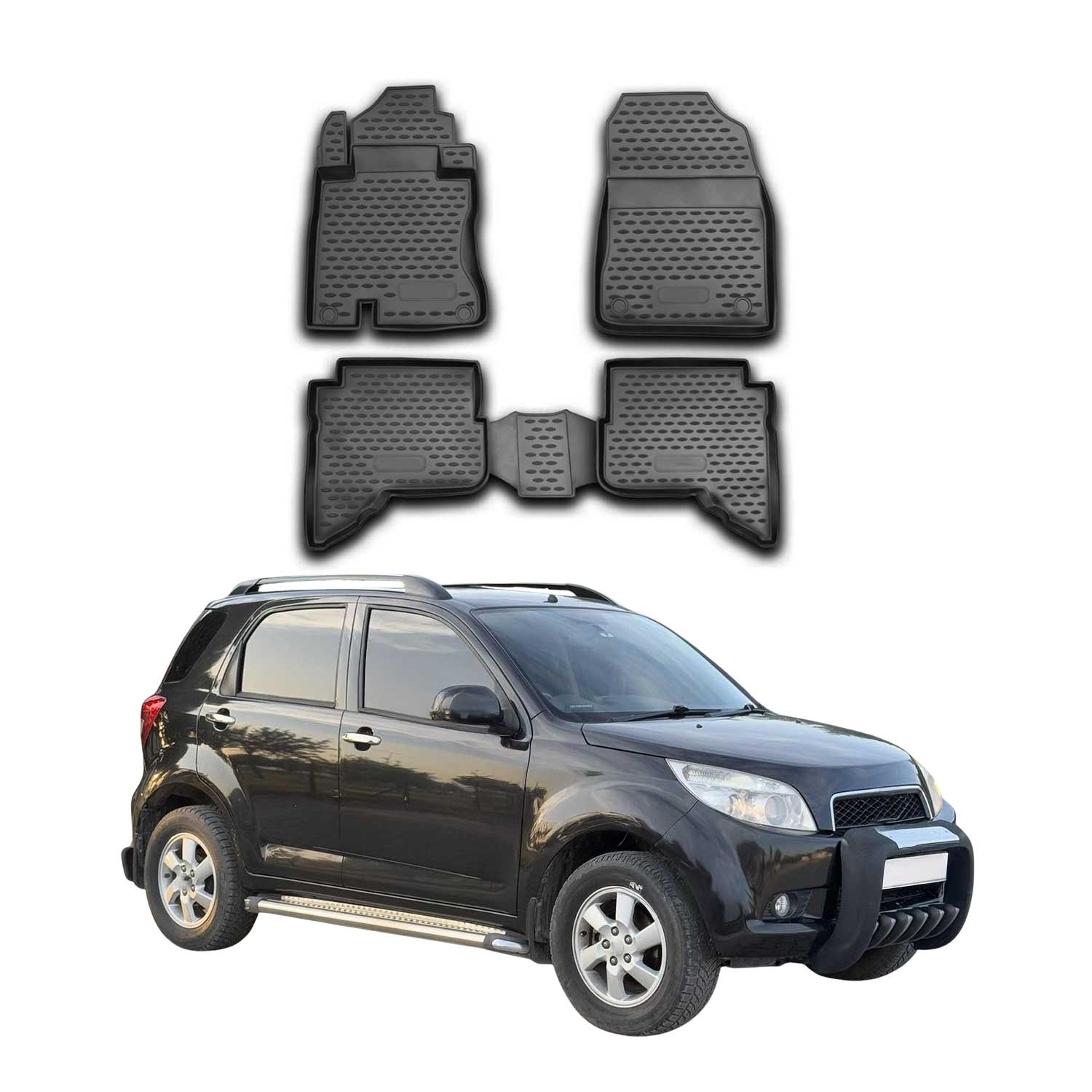 OMAC Alfombrillas De Coche para Daihatsu Terios 2006-2017 Negro Goma TPE 4Pza