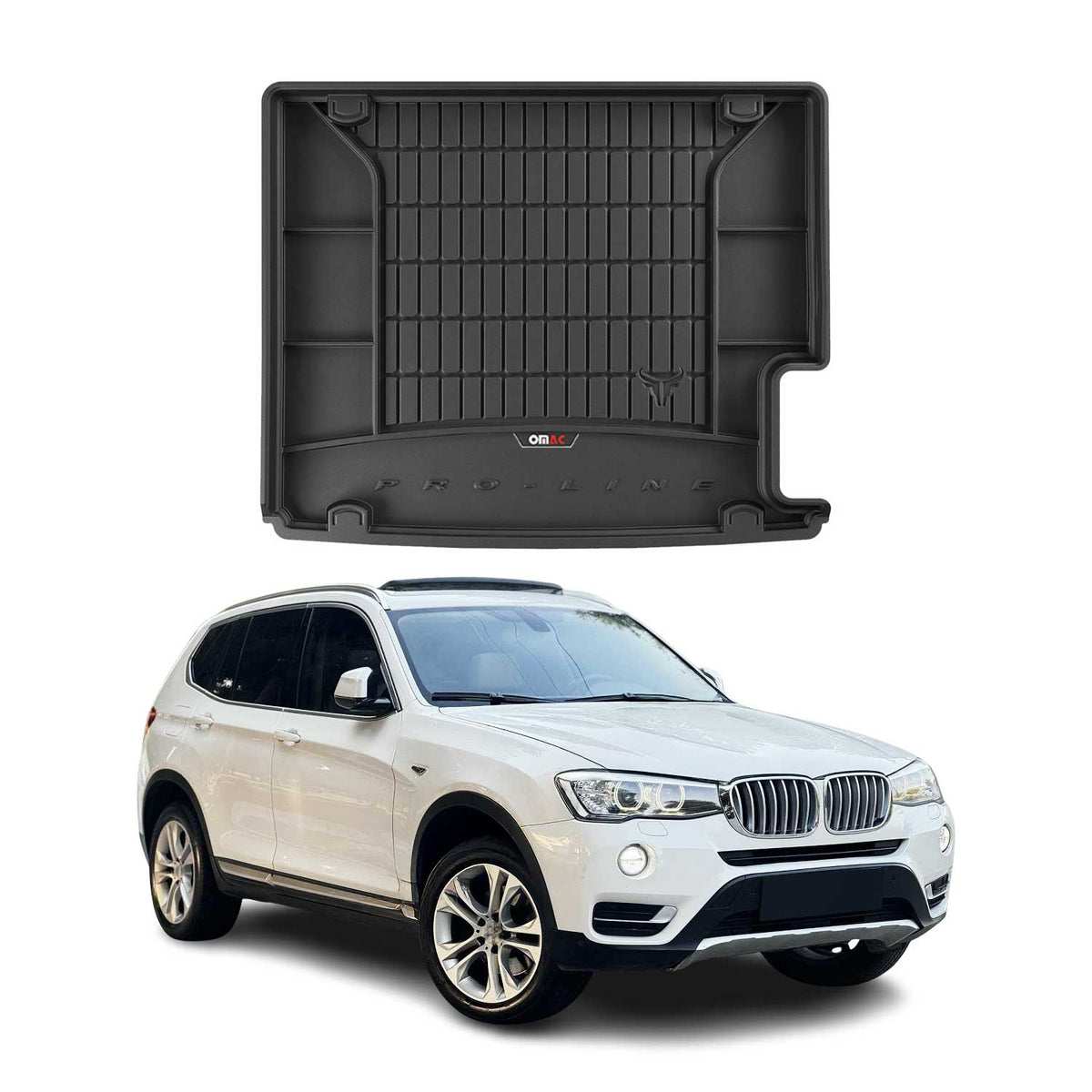 OMAC Premium Bandeja Maletero Alfombrilla para BMW X3 F25 2010-2017 Negro TPE