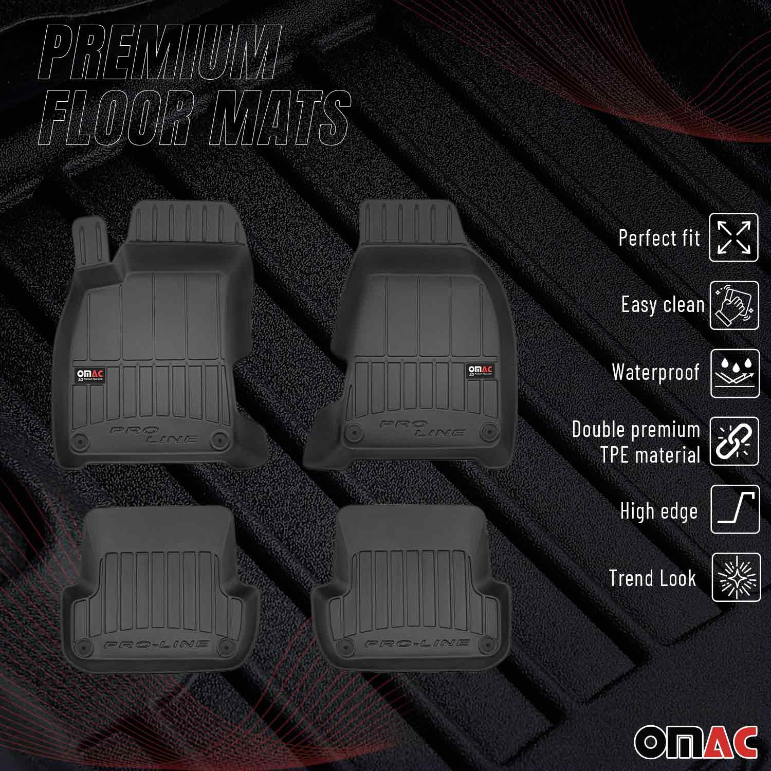 OMAC Premium Alfombrillas De Coche para Seat Exeo 2008-2014 Negro TPE Goma 4Pza
