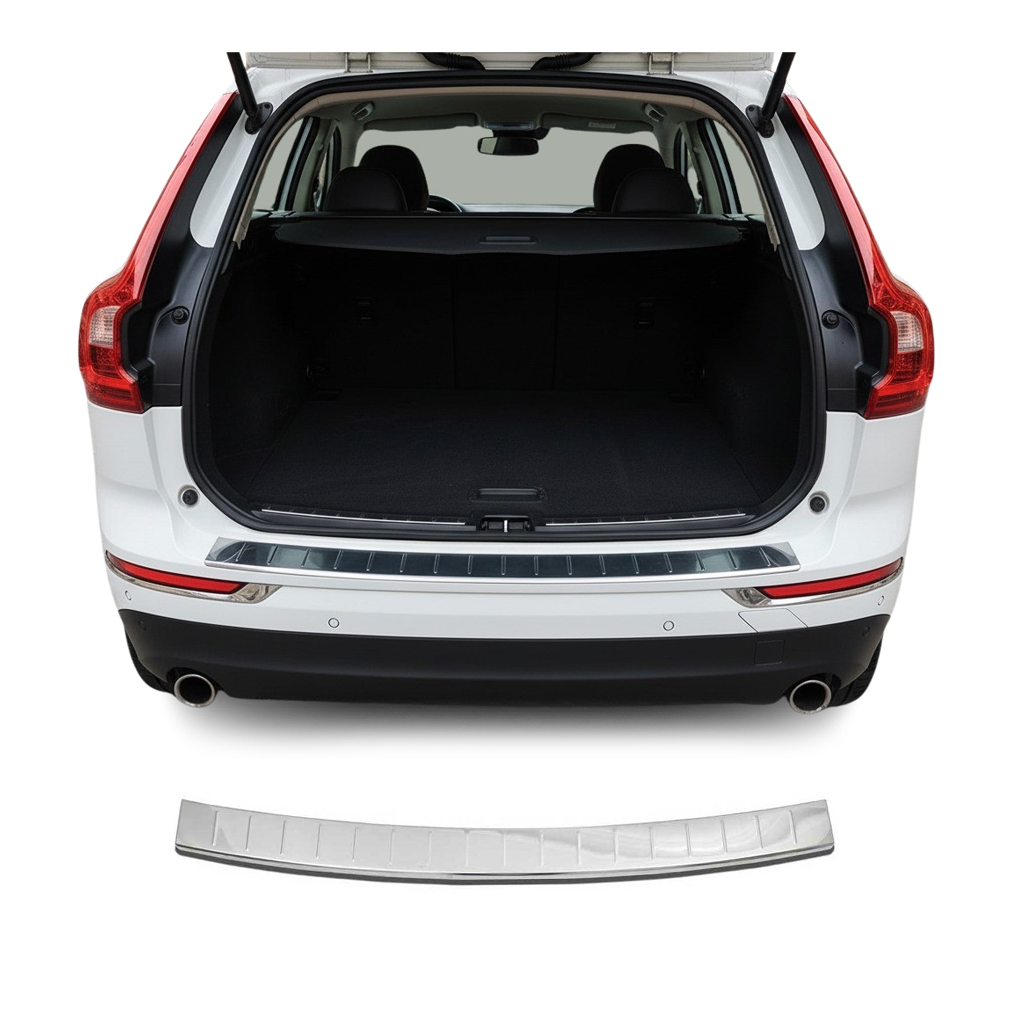 Protector de Parachoques Trasero para Volvo XC60 2018-2026 Plata Brillante Acero