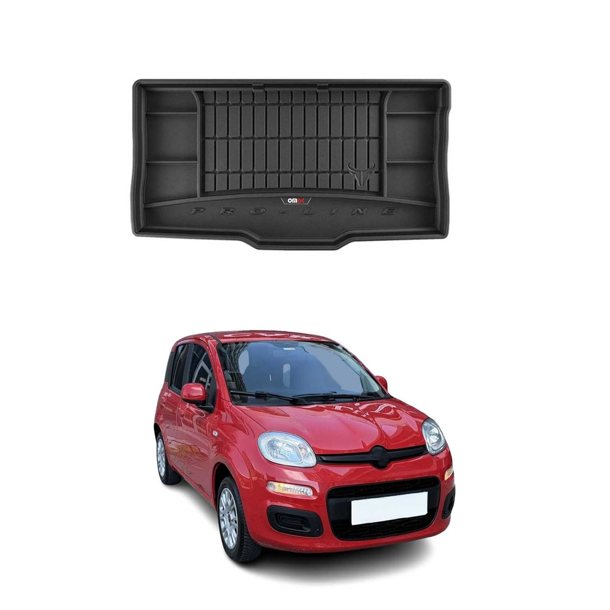 OMAC Premium Bandeja Maletero Alfombrilla para Fiat Panda 2011-2025 Negro TPE
