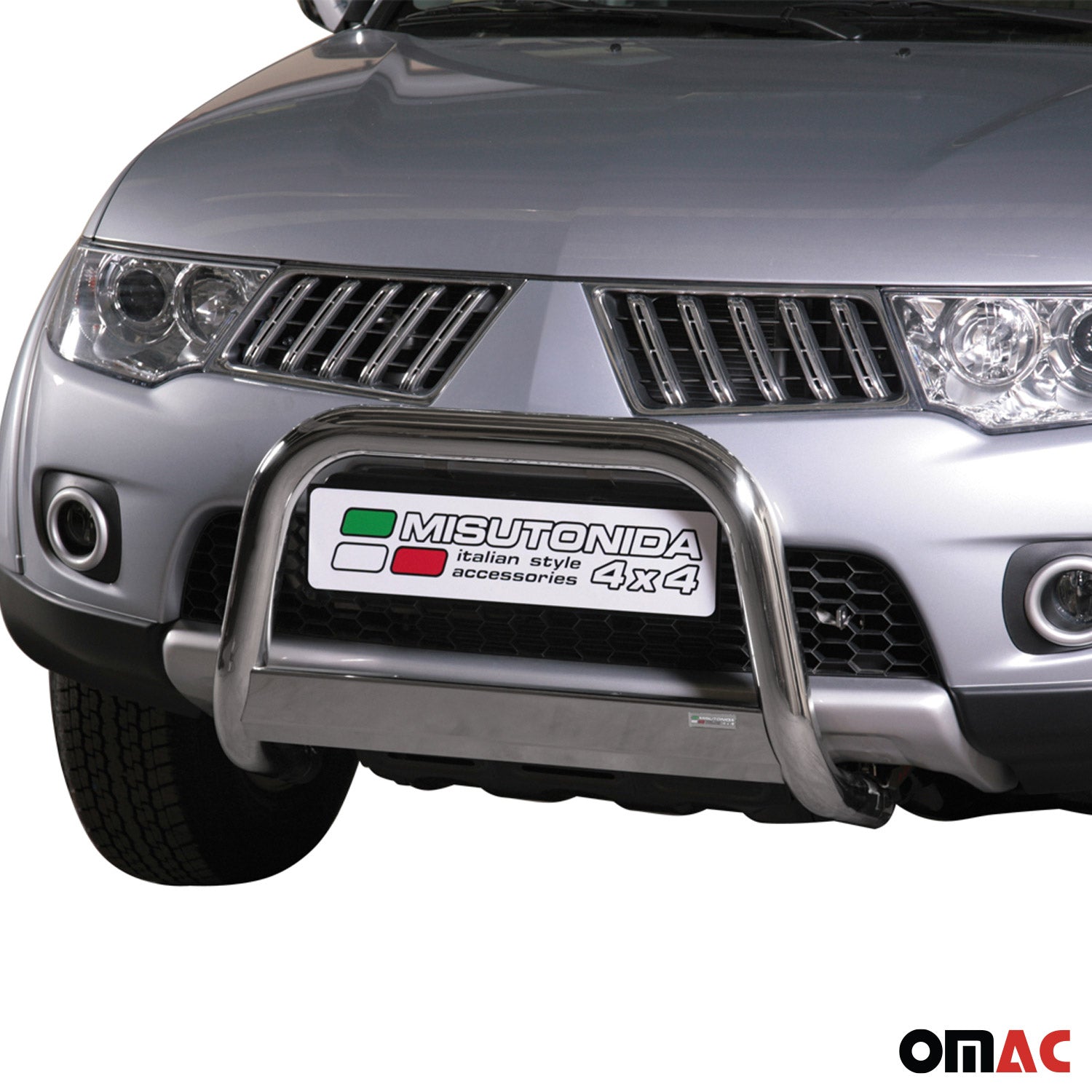 Bull Barra Frontal para Mitsubishi L200 2010-2015 Plata Brillante Acero 1Pza