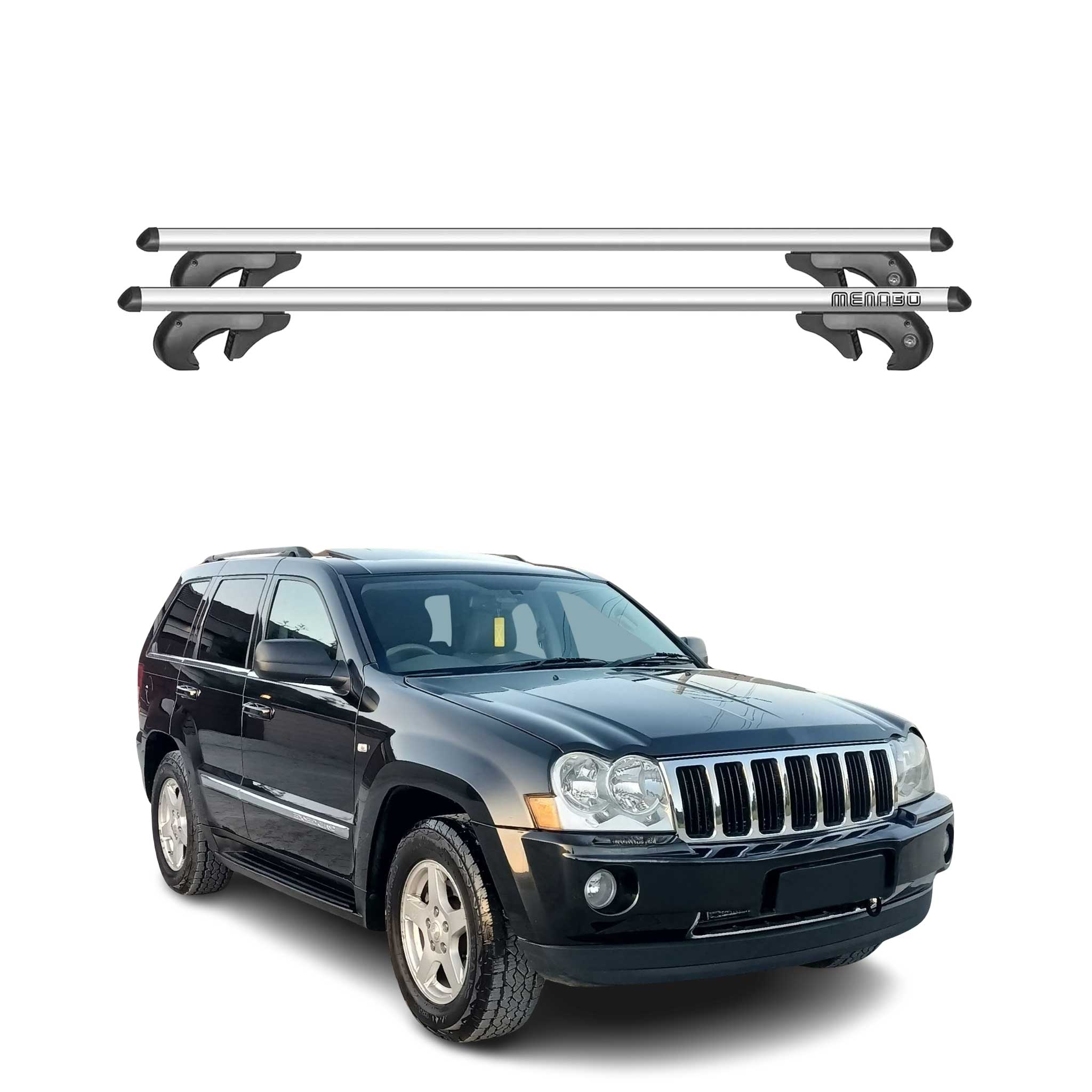 Menabo Barras de Techo Coche Barra para Jeep Grand Cherokee 2005-2010 Gris Alu