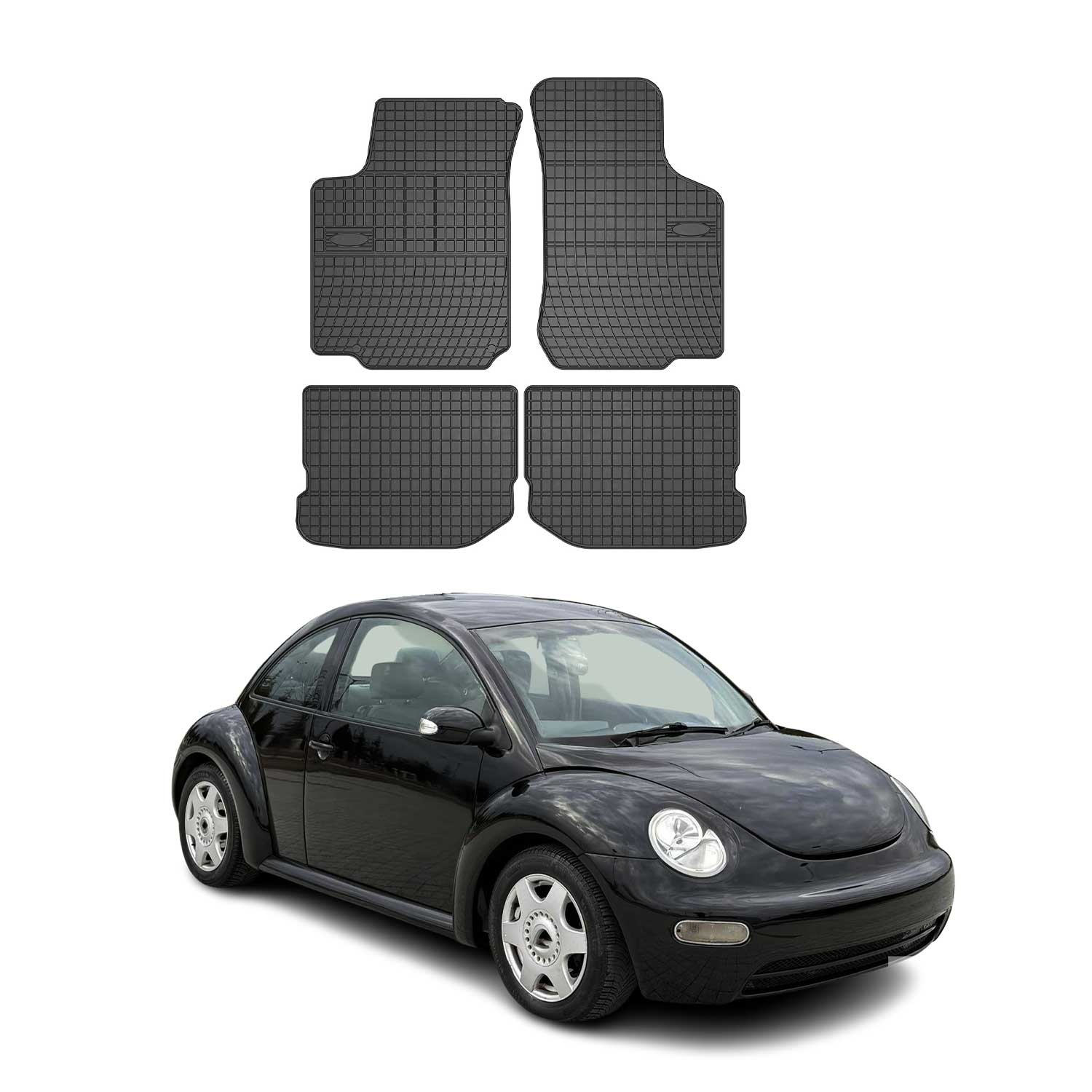 OMAC Alfombrillas De Coche para VW New Beetle 1997-2010 Negro Goma TPE 4Pza