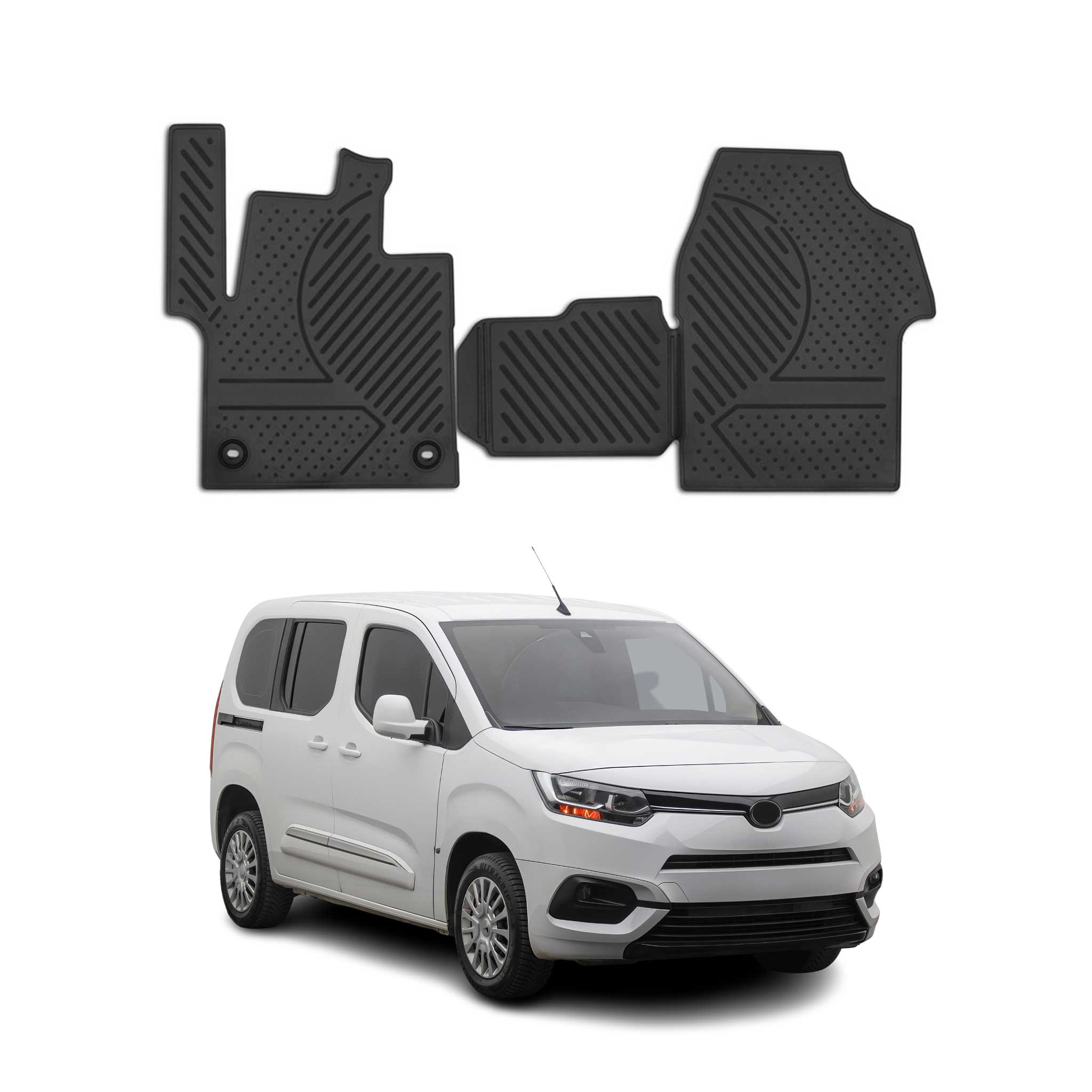 OMAC Alfombrillas De Coche para Toyota Proace 2016-2025 Negro Goma TPE 2Pza