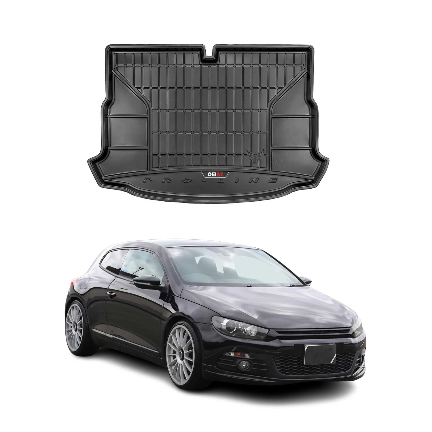 OMAC Premium Bandeja Maletero Alfombrilla para VW Scirocco 2007-2017 Negro TPE