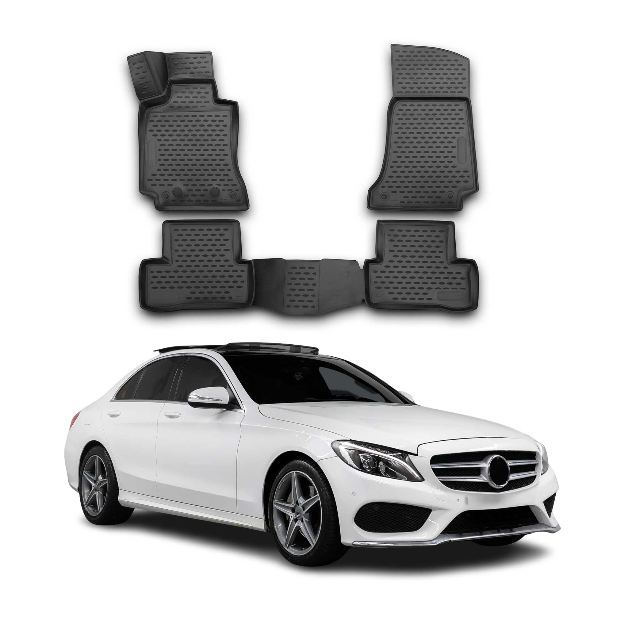 OMAC Alfombrillas De Coche para Mercedes C Class W205 2014-2021 Negro TPE 4Pza