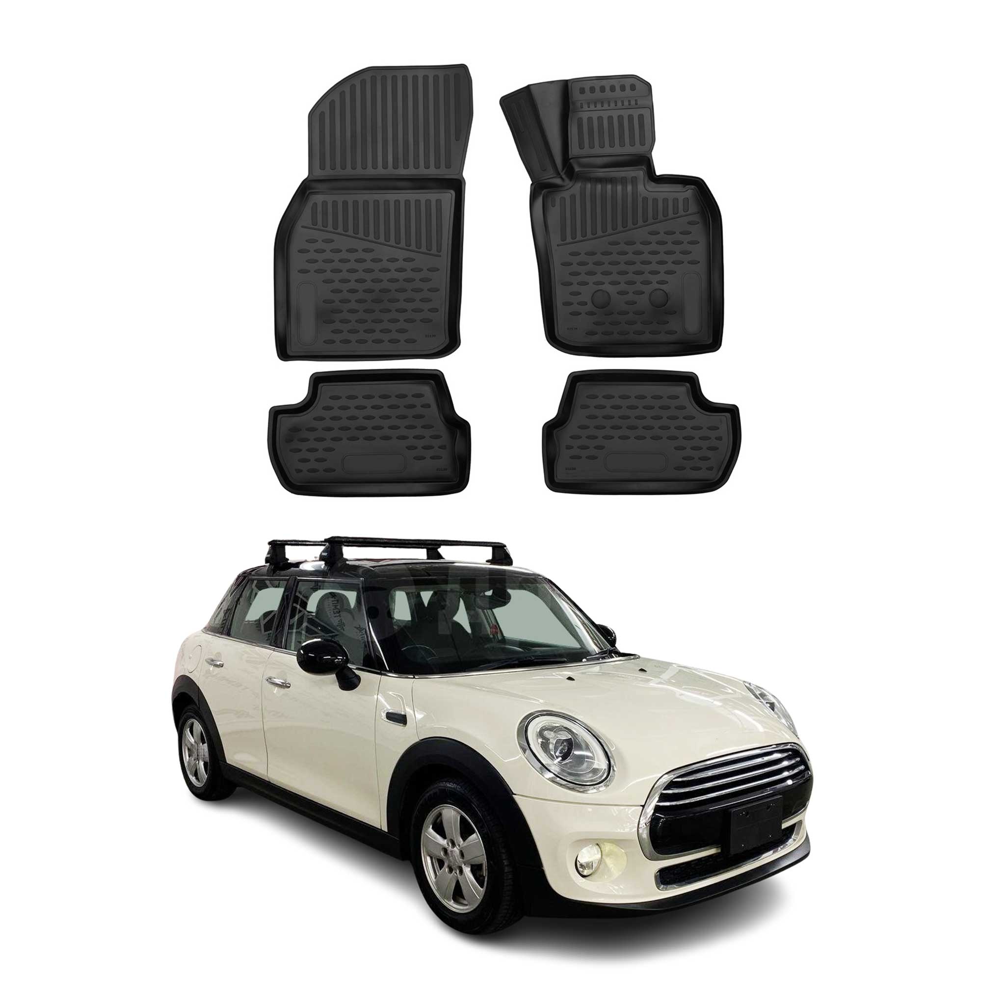 OMAC Alfombrillas De Coche para Mini Hatch 2013-2020 Negro Goma TPE 4Pza